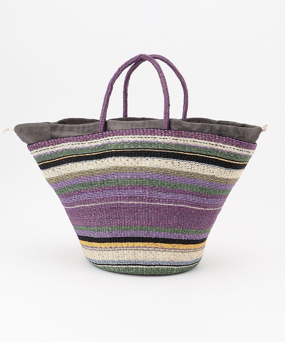 【ワード クロッセット セレクト/ONWARD CROSSET SELECT】の【VIOLAd ORO】MIRO アバカカラーボーダーバッグ L インテリア・キッズ・メンズ・レディースファッション・服の通販 founy(ファニー)  ファッション Fashion レディースファッション Fashion for Women イタリア Italy エスニック Ethnic Style 巾着 Drawstring Bag, Kinchaku ポケット Pocket, Pocket Detail ポーチ Pouch, Small Case 夏 Summer purple×yellow|ID: prp329100004649987 ipo3291000000034257684