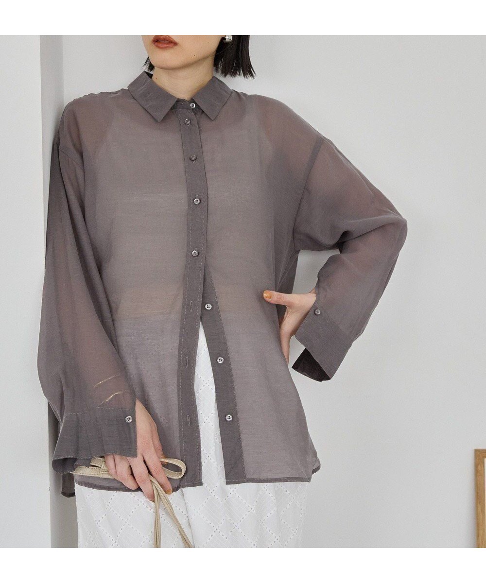 【アメリカンホリック/AMERICAN HOLIC】のラスターシアーシャツ インテリア・キッズ・メンズ・レディースファッション・服の通販 founy(ファニー) 　ファッション　Fashion　レディースファッション　Fashion for Women　トップス・カットソー　Cut & Sew Tops　シャツ・ブラウス・オフィスカジュアル　Elegant Blouses & Button-Ups　アメリカン　American Style　秋　Autumn　キャミソール　Camisole, Spaghetti Strap Top　スタイリッシュ　Stylish, Fashionable　タンク　Tank Top, Sleeveless Top　A/W・秋冬　Autumn/Winter　新作・新入荷　New Arrivals / New In　おすすめ　Recommended / Our Picks　Gray Beige|ID: prp329100004649998 ipo3291000000033592052