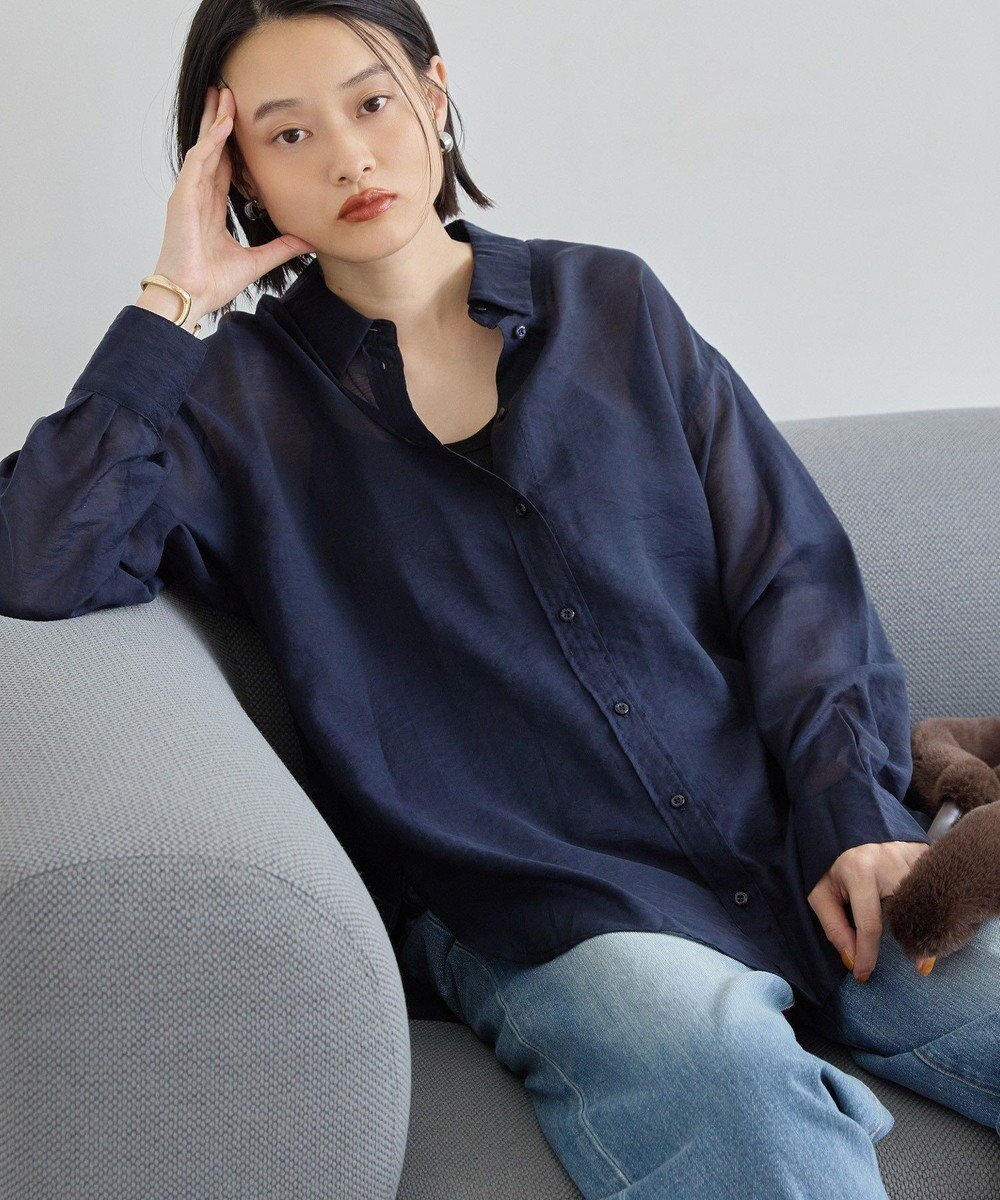 【アメリカンホリック/AMERICAN HOLIC】のラスターシアーシャツ インテリア・キッズ・メンズ・レディースファッション・服の通販 founy(ファニー) 　ファッション　Fashion　レディースファッション　Fashion for Women　トップス・カットソー　Cut & Sew Tops　シャツ・ブラウス・オフィスカジュアル　Elegant Blouses & Button-Ups　アメリカン　American Style　秋　Autumn　キャミソール　Camisole, Spaghetti Strap Top　スタイリッシュ　Stylish, Fashionable　タンク　Tank Top, Sleeveless Top　A/W・秋冬　Autumn/Winter　新作・新入荷　New Arrivals / New In　おすすめ　Recommended / Our Picks　Navy|ID: prp329100004649998 ipo3291000000033592053