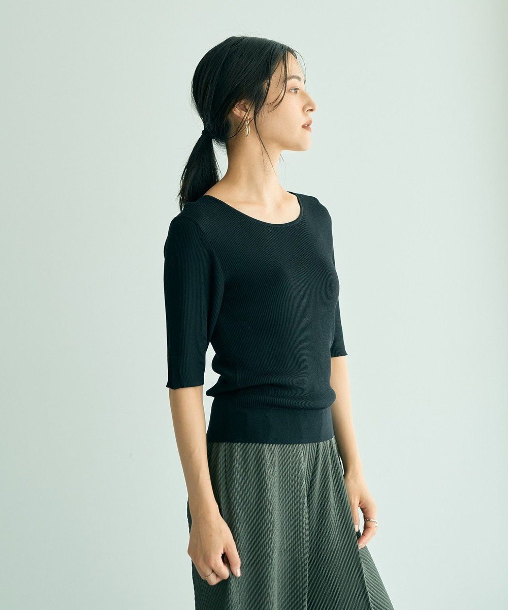 【イェッカ ヴェッカ/YECCA VECCA】の5分袖リブニット インテリア・キッズ・メンズ・レディースファッション・服の通販 founy(ファニー) ファッション Fashion レディースファッション Fashion for Women トップス・カットソー Cut & Sew Tops ニット Knit Tops & Sweaters コンパクト Compact, Small Size セーター Sweater, Knitwear フィット Fit, Slim Fit ベーシック Basic, Essential ポケット Pocket, Pocket Detail ラウンド Round, Round Neck リブニット Rib Knit, Ribbed Knit 夏 Summer S/S・春夏 SS, Spring/Summer, Warm Season A/W・秋冬 Autumn/Winter Black|ID: prp329100004650060 ipo3291000000035465188