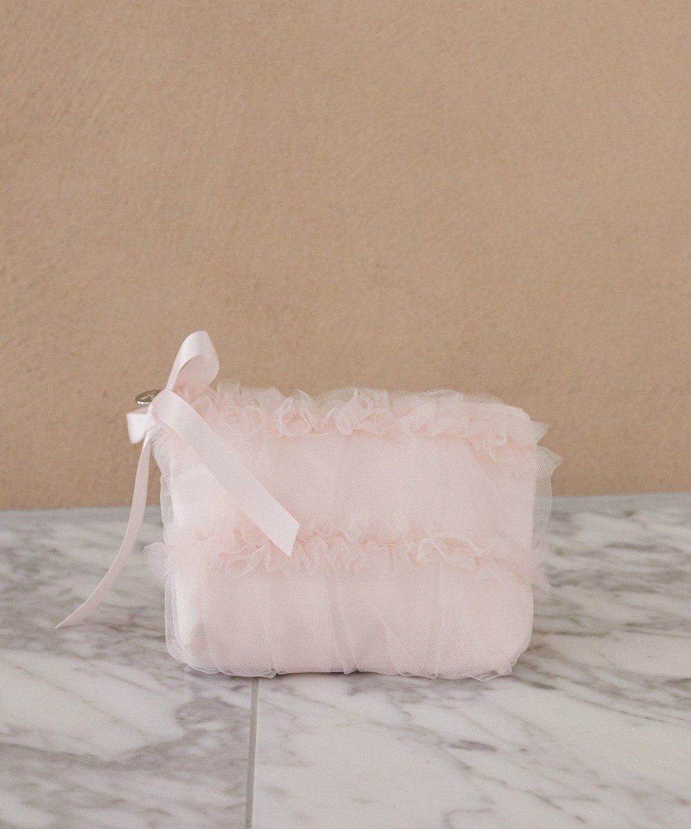 【メゾンドフルール/Maison de FLEUR】のチュールフリルポーチ インテリア・キッズ・メンズ・レディースファッション・服の通販 founy(ファニー) 　ファッション　Fashion　レディースファッション　Fashion for Women　ミニ財布・二つ折り財布　Wallets & Card Cases　ポーチ&ミニバッグ　Pouches & Mini Bags　新作・新入荷　New Arrivals / New In　ガーリー　Girly, Feminine Style　ギフト プレゼント　Gift / Present　サテン　Satin, Glossy Fabric　プレート　Plate, Dish　ポケット　Pocket, Pocket Detail　ポーチ　Pouch, Small Case　リボン　Ribbon, Bow　エレガント 上品　Elegant　財布　Wallet, Purse　Pink|ID: prp329100004650065 ipo3291000000033592504
