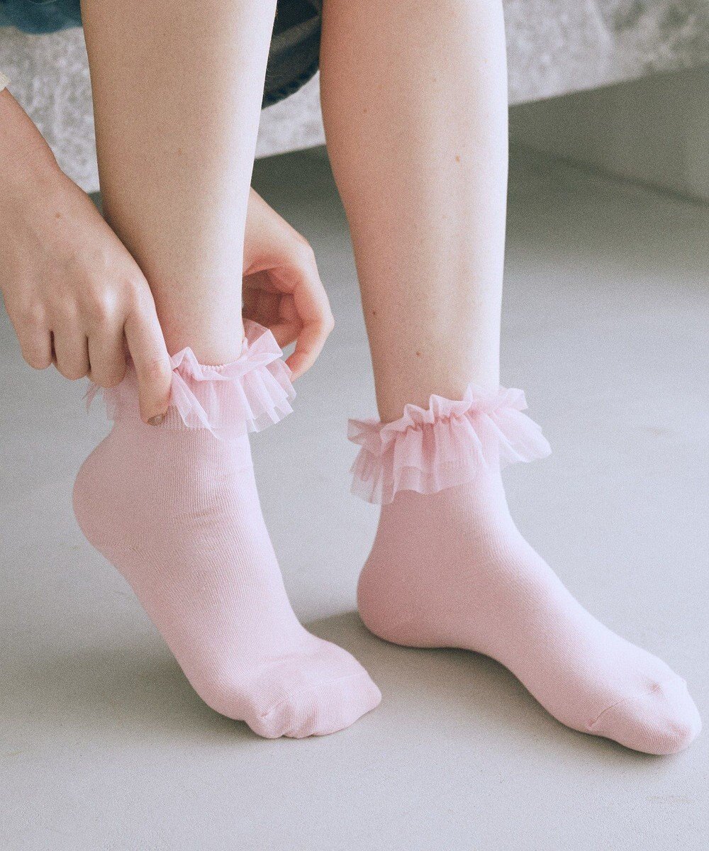 【メゾンドフルール/Maison de FLEUR】のチュールボリュームフリルソックス インテリア・キッズ・メンズ・レディースファッション・服の通販 founy(ファニー) 　ファッション　Fashion　レディースファッション　Fashion for Women　ソックス&靴下　Socks & Hosiery　レッグウェア・ストッキング　Legwear & Hosiery　新作・新入荷　New Arrivals / New In　おすすめ　Recommended / Our Picks　ギフト プレゼント　Gift / Present　ソックス　Socks, Hosiery　フィット　Fit, Slim Fit　Pink|ID: prp329100004650098 ipo3291000000033592680