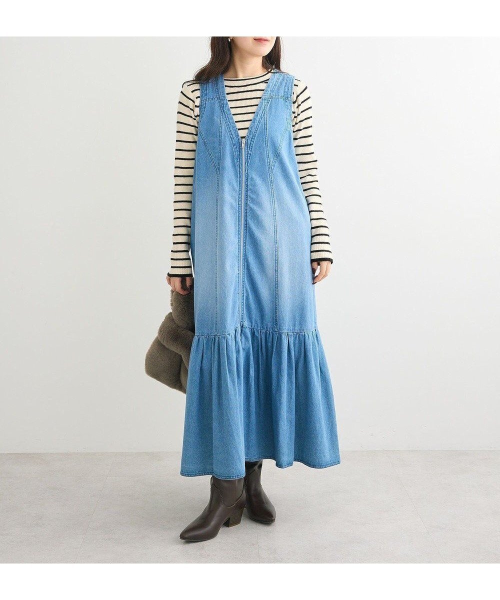 【グリーンパークス/Green Parks】の・SUGAR SPOON W-ZIPデニムロングワンヒ インテリア・キッズ・メンズ・レディースファッション・服の通販 founy(ファニー) 　ファッション　Fashion　レディースファッション　Fashion for Women　ワンピース　Dresses　おすすめ　Recommended / Our Picks　インナー　Innerwear　デニム　Denim, Jeans Material　ノースリーブ　Sleeveless, No-Sleeve　フォルム　Silhouette, Form　フレア　Flare, Flared　ポケット　Pocket, Pocket Detail　夏　Summer　S/S・春夏　SS, Spring/Summer, Warm Season　A/W・秋冬　Autumn/Winter　Indigo|ID: prp329100004650102 ipo3291000000034331093