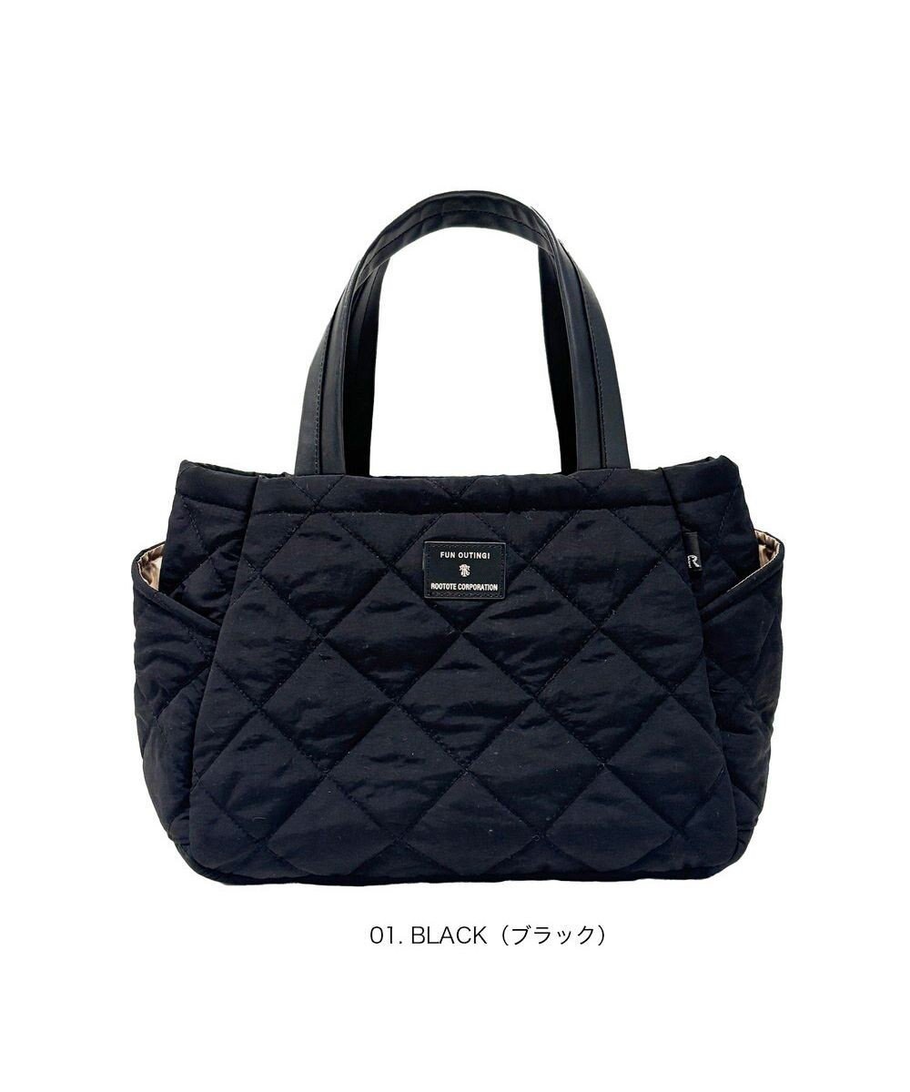 【ルートート/ROOTOTE】の3673【仕切り+自立+撥水】LT.デリ.パルーティ.キルトーD インテリア・キッズ・メンズ・レディースファッション・服の通販 founy(ファニー) 　ファッション　Fashion　レディースファッション　Fashion for Women　バッグ　Bags　カメラ　Camera Accessories　キルティング　Quilted, Quilting　シンプル　Simple, Minimal　ハンカチ　Handkerchief, Hanky　フォルム　Silhouette, Form　プリント　Print, Printed Pattern　ボックス　Boxy, Box Shape　ポケット　Pocket, Pocket Detail　ランダム　Random, Irregular　新作・新入荷　New Arrivals / New In　おすすめ　Recommended / Our Picks　エレガント 上品　Elegant　ギフト プレゼント　Gift / Present　01:ブラック|ID: prp329100004650113 ipo3291000000033592771