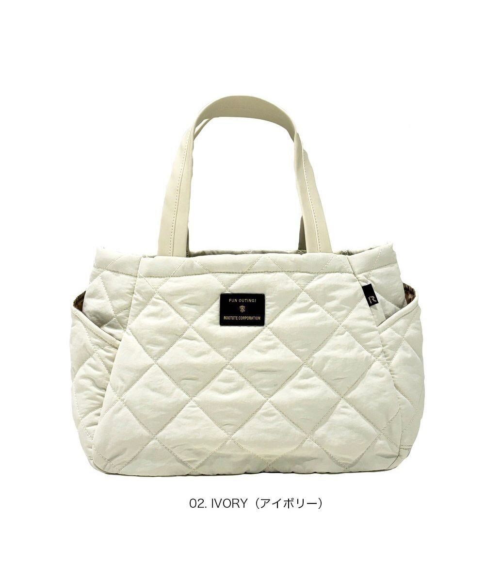 【ルートート/ROOTOTE】の3673【仕切り+自立+撥水】LT.デリ.パルーティ.キルトーD インテリア・キッズ・メンズ・レディースファッション・服の通販 founy(ファニー) 　ファッション　Fashion　レディースファッション　Fashion for Women　バッグ　Bags　カメラ　Camera Accessories　キルティング　Quilted, Quilting　シンプル　Simple, Minimal　ハンカチ　Handkerchief, Hanky　フォルム　Silhouette, Form　プリント　Print, Printed Pattern　ボックス　Boxy, Box Shape　ポケット　Pocket, Pocket Detail　ランダム　Random, Irregular　新作・新入荷　New Arrivals / New In　おすすめ　Recommended / Our Picks　エレガント 上品　Elegant　ギフト プレゼント　Gift / Present　02:アイボリー|ID: prp329100004650113 ipo3291000000033592772