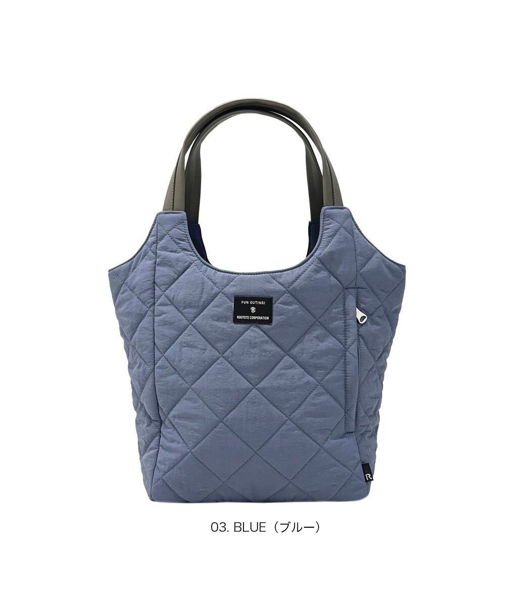 【ルートート/ROOTOTE】の3674【仕切り+自立+撥水】LT.ラウンド.パルーティ.キルト-D インテリア・キッズ・メンズ・レディースファッション・服の通販 founy(ファニー) 　ファッション　Fashion　レディースファッション　Fashion for Women　バッグ　Bags　カメラ　Camera Accessories　キルティング　Quilted, Quilting　キルト　Quilt, Quilted Fabric　傘　Umbrella, Parasol　シンプル　Simple, Minimal　フィット　Fit, Slim Fit　フォルム　Silhouette, Form　フラット　Flat, Flat Shoes　プリント　Print, Printed Pattern　ボックス　Boxy, Box Shape　ポケット　Pocket, Pocket Detail　ラウンド　Round, Round Neck　ランダム　Random, Irregular　新作・新入荷　New Arrivals / New In　おすすめ　Recommended / Our Picks　エレガント 上品　Elegant　ギフト プレゼント　Gift / Present　03:ブルー|ID: prp329100004650115 ipo3291000000033592790