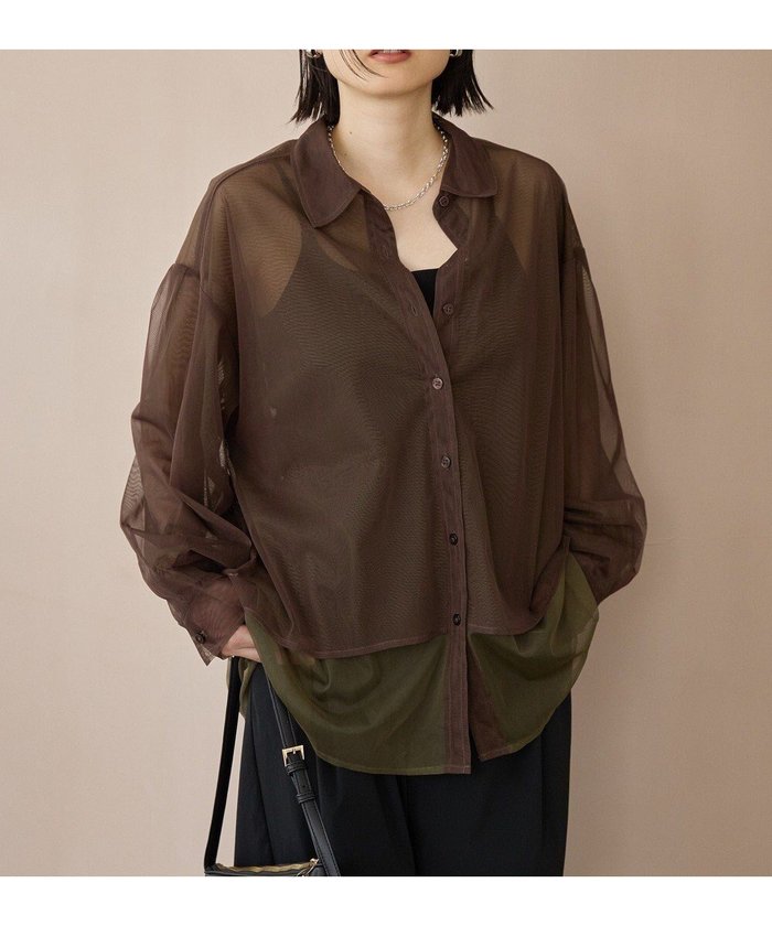 【アメリカンホリック/AMERICAN HOLIC】のシアーレイヤード配色シャツ インテリア・キッズ・メンズ・レディースファッション・服の通販 founy(ファニー) https://founy.com/ ファッション Fashion レディースファッション Fashion for Women トップス・カットソー Cut & Sew Tops シャツ・ブラウス・オフィスカジュアル Elegant Blouses & Button-Ups おすすめ Recommended / Our Picks シアー Sheer, See-Through スラックス Slacks, Dress Pants デニム Denim, Jeans Material ポケット Pocket, Pocket Detail リラックス Relax, Relaxed Fit A/W・秋冬 Autumn/Winter |ID: prp329100004650124 ipo3291000000035814770