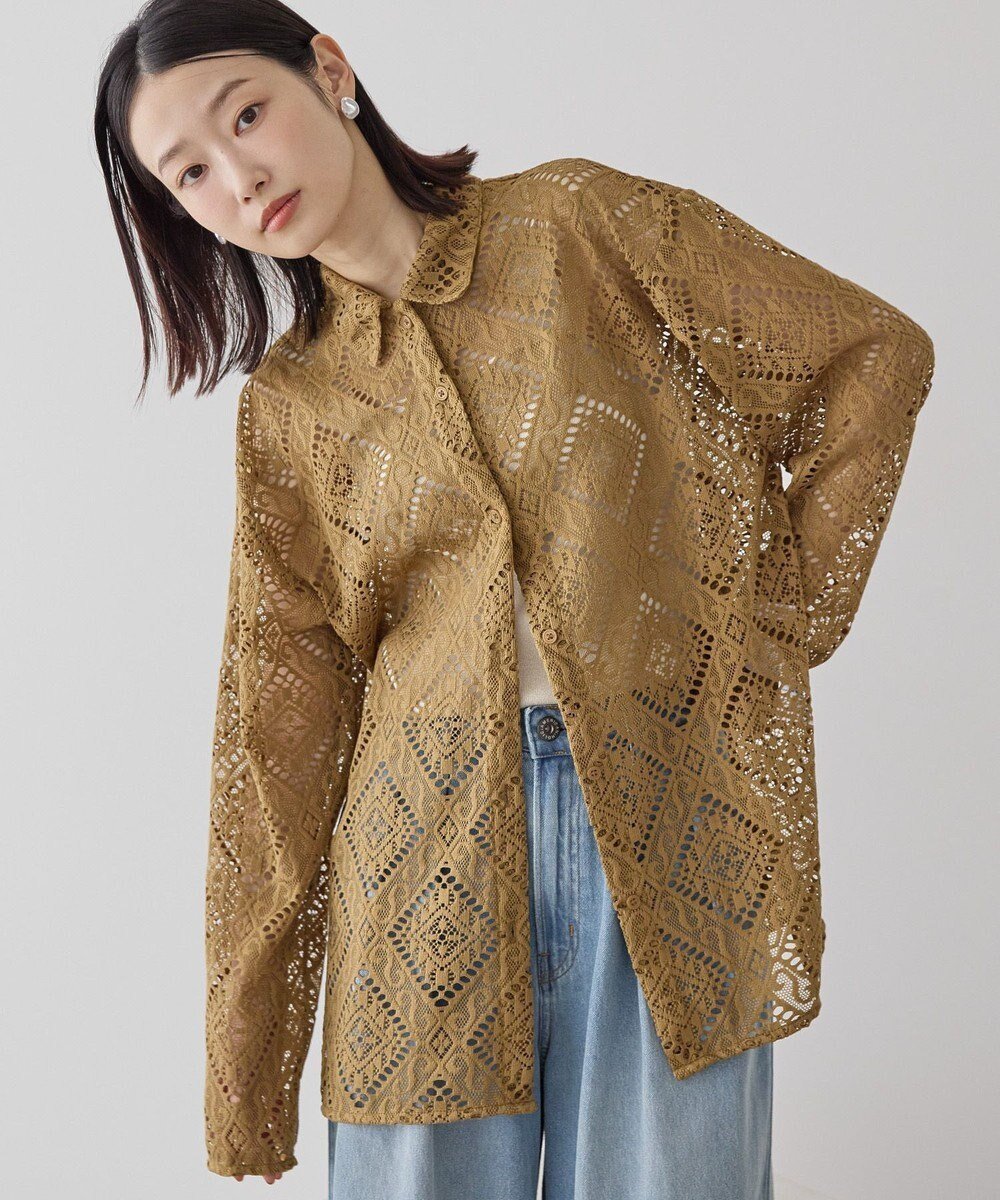 【アメリカンホリック/AMERICAN HOLIC】のレース長袖シャツ インテリア・キッズ・メンズ・レディースファッション・服の通販 founy(ファニー) ファッション Fashion レディースファッション Fashion for Women トップス・カットソー Cut & Sew Tops シャツ・ブラウス・オフィスカジュアル Elegant Blouses & Button-Ups おすすめ Recommended / Our Picks キャミワンピース Cami Dress, Slip Dress トレンド Trend, Trending Now ハーフ Half, Half-Length ポケット Pocket, Pocket Detail モチーフ Motif, Design Theme ラグジュアリー Luxury, Elegant レース Lace, Lace Fabric A/W・秋冬 Autumn/Winter 長袖 Long Sleeve, Full Sleeve Camel|ID: prp329100004650129 ipo3291000000033592873