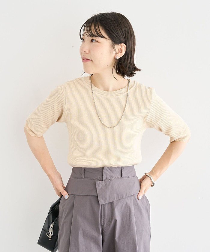 【グリーンパークス/Green Parks】の袖レイヤー5分袖ニットプルオーバー インテリア・キッズ・メンズ・レディースファッション・服の通販 founy(ファニー) https://founy.com/ ファッション Fashion レディースファッション Fashion for Women トップス・カットソー Cut & Sew Tops ニット Knit Tops & Sweaters カジュアルプルオーバー・ニットトップス Pullovers & Knit Tops / Casual Pullovers 新作・新入荷 New Arrivals / New In コンパクト Compact, Small Size シアー Sheer, See-Through セーター Sweater, Knitwear ポケット Pocket, Pocket Detail ロング Long, Long-Length 夏 Summer S/S・春夏 SS, Spring/Summer, Warm Season A/W・秋冬 Autumn/Winter |ID: prp329100004650160 ipo3291000000033593153