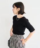 【グリーンパークス/Green Parks】の袖レイヤー5分袖ニットプルオーバー Black|ID: prp329100004650160 ipo3291000000033593155
