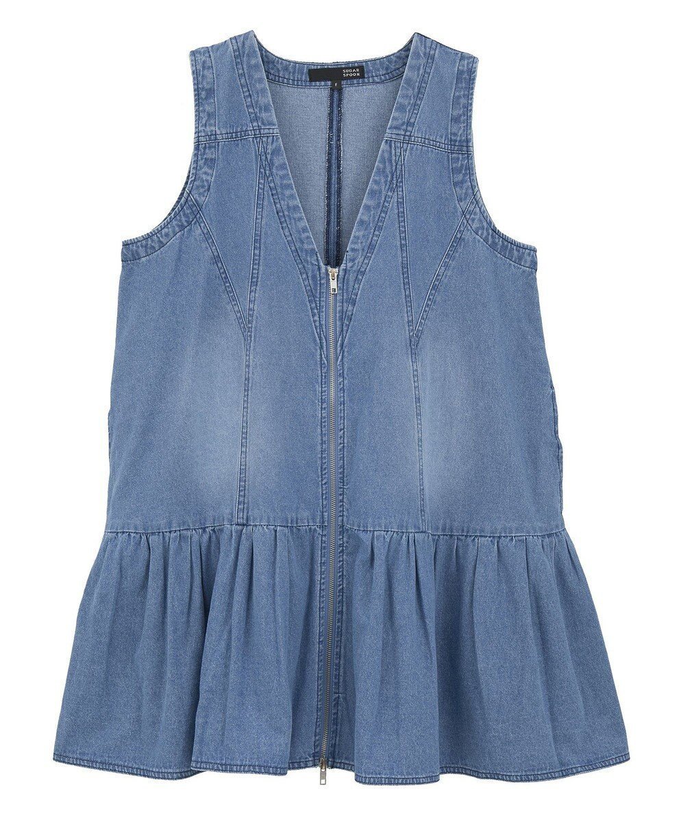 【グリーンパークス/Green Parks】の・SUGAR SPOON W-ZIPデニムミニワンピ インテリア・キッズ・メンズ・レディースファッション・服の通販 founy(ファニー) 　ファッション　Fashion　レディースファッション　Fashion for Women　ワンピース　Dresses　新作・新入荷　New Arrivals / New In　おすすめ　Recommended / Our Picks　インナー　Innerwear　コンパクト　Compact, Small Size　ジップアップ　Zip-Up, Full Zip　ノースリーブ　Sleeveless, No-Sleeve　フレア　Flare, Flared　ポケット　Pocket, Pocket Detail　ロング　Long, Long-Length　夏　Summer　S/S・春夏　SS, Spring/Summer, Warm Season　A/W・秋冬　Autumn/Winter　Indigo|ID: prp329100004650167 ipo3291000000033593237