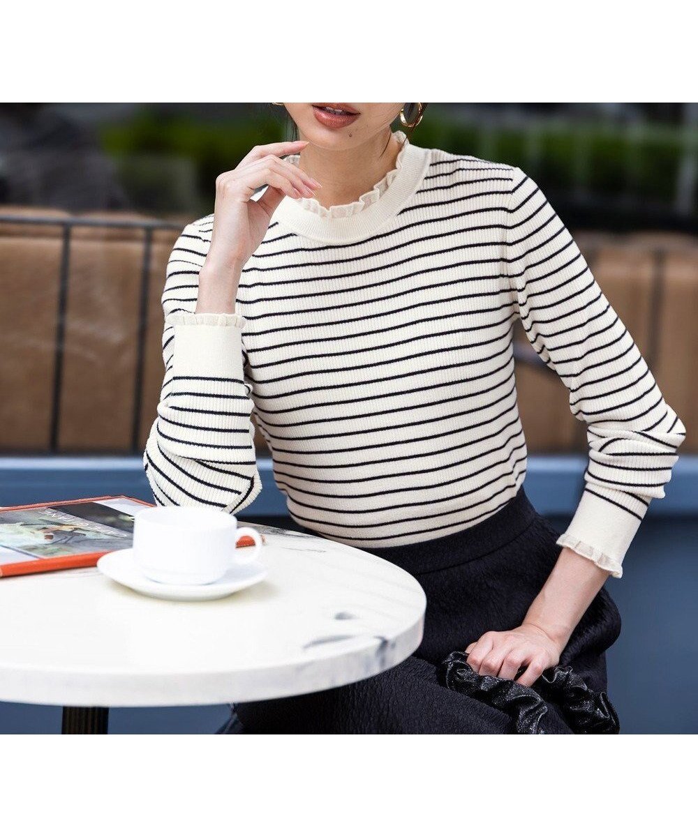 【エニィ スィス/any SiS】の【洗える】CICA フリルネック プルオーバー 人気、トレンドファッション・服の通販 founy(ファニー) 　ファッション　Fashion　レディースファッション　Fashion for Women　トップス・カットソー　Cut & Sew Tops　ニット　Knit Tops & Sweaters　カジュアルプルオーバー・ニットトップス　Pullovers & Knit Tops / Casual Pullovers　インナー　Innerwear　洗える　Machine Washable　軽量　Lightweight, Ultra Light　シアー　Sheer, See-Through　ジャケット　Jacket, Outerwear　ストレッチ　Stretch, Stretchy Fabric　セーター　Sweater, Knitwear　ダウン　Down, Puffer　ハイネック　High Neck, Mock Neck　フリル　Frill, Ruffle　ボーダー　Border, Stripe　無地　Plain, Solid Color　A/W・秋冬　Autumn/Winter　新作・新入荷　New Arrivals / New In　おすすめ　Recommended / Our Picks　エレガント 上品　Elegant　 other-1|ID: prp329100004650173 ipo3291000000033593289