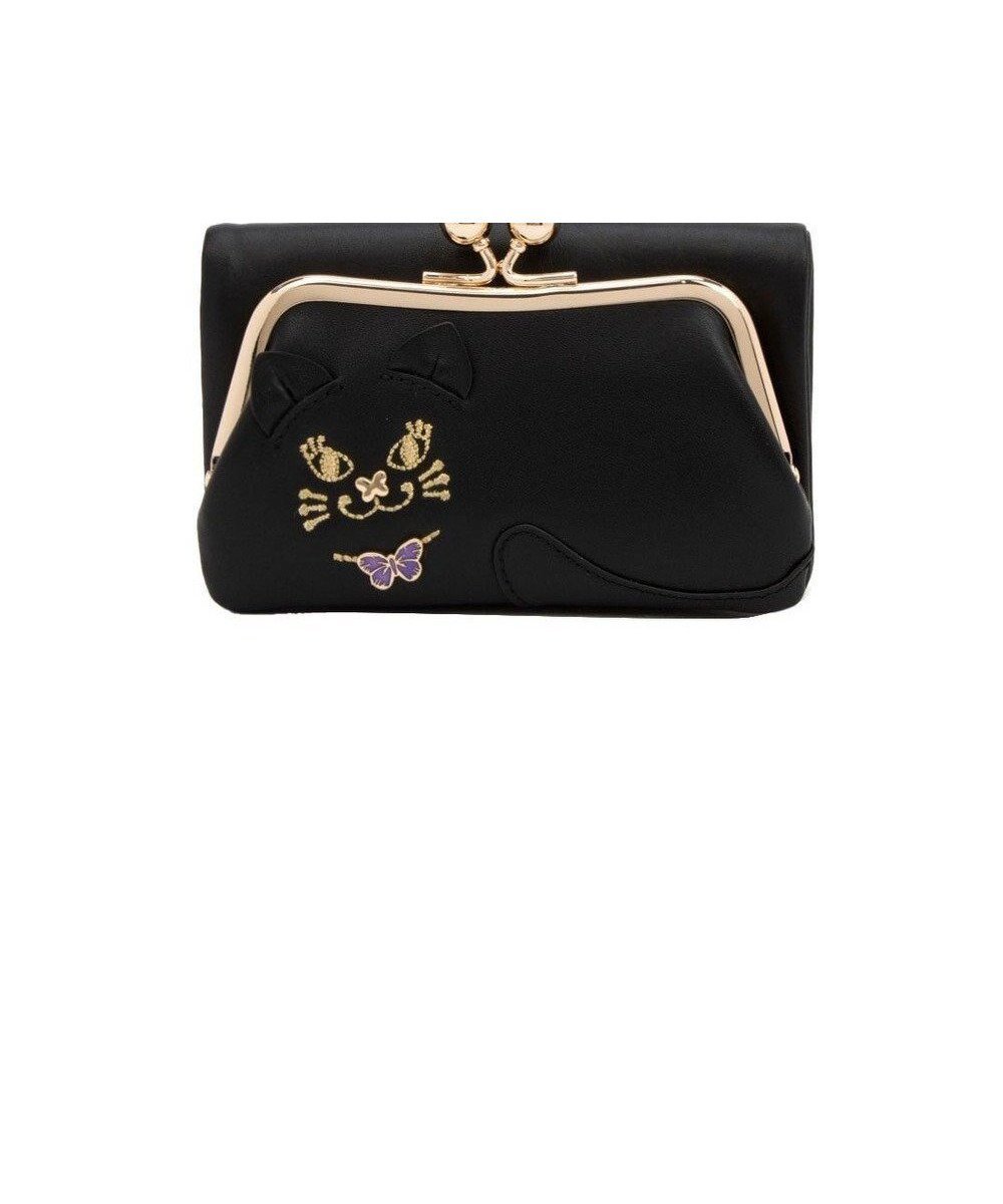 【アナスイ/ANNA SUI】のTITIソフト 口金二つ折り財布 インテリア・キッズ・メンズ・レディースファッション・服の通販 founy(ファニー) 　ファッション　Fashion　レディースファッション　Fashion for Women　ミニ財布・二つ折り財布　Wallets & Card Cases　コンパクト　Compact, Small Size　財布　Wallet, Purse　猫　Cat, Kitty　フロント　Front, Front Design　モチーフ　Motif, Design Theme　新作・新入荷　New Arrivals / New In　おすすめ　Recommended / Our Picks　ギフト プレゼント　Gift / Present　ブラック|ID: prp329100004650184 ipo3291000000033593384