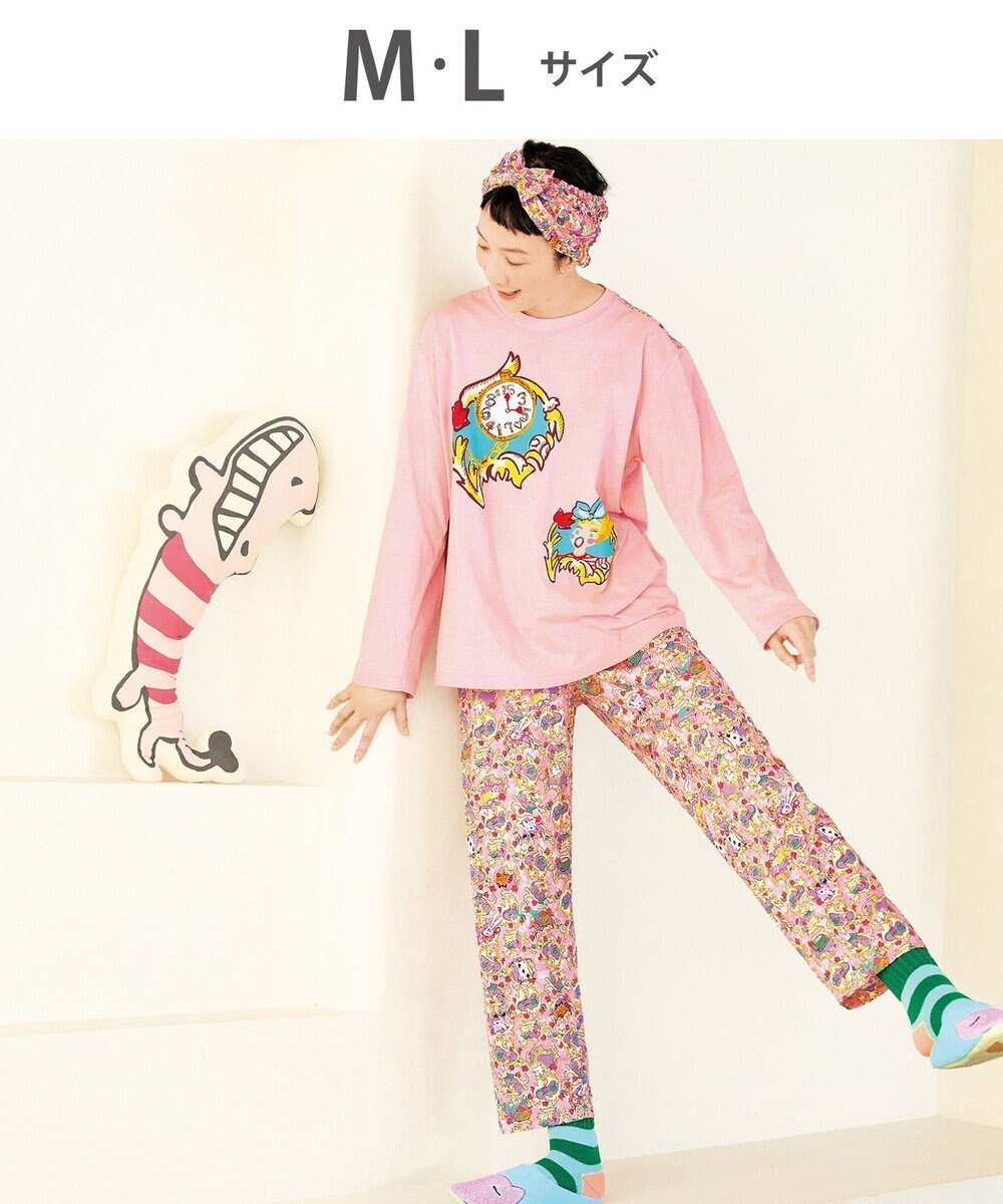 【ツモリチサト スリープ/tsumori chisato SLEEP】のツモリチサト パジャマ 綿100%(本体) 天竺素材 長袖 長ズボン レディース UDX591 /ワコール インテリア・キッズ・メンズ・レディースファッション・服の通販 founy(ファニー) 　ファッション　Fashion　レディースファッション　Fashion for Women　トップス・カットソー　Cut & Sew Tops　新作・新入荷　New Arrivals / New In　ハンド　Hand, Handmade　パジャマ　Pajamas, Sleepwear　プリント　Print, Printed Pattern　ボトム　Bottoms, Lower Wear　長袖　Long Sleeve, Full Sleeve　ピンク|ID: prp329100004650422 ipo3291000000033596619