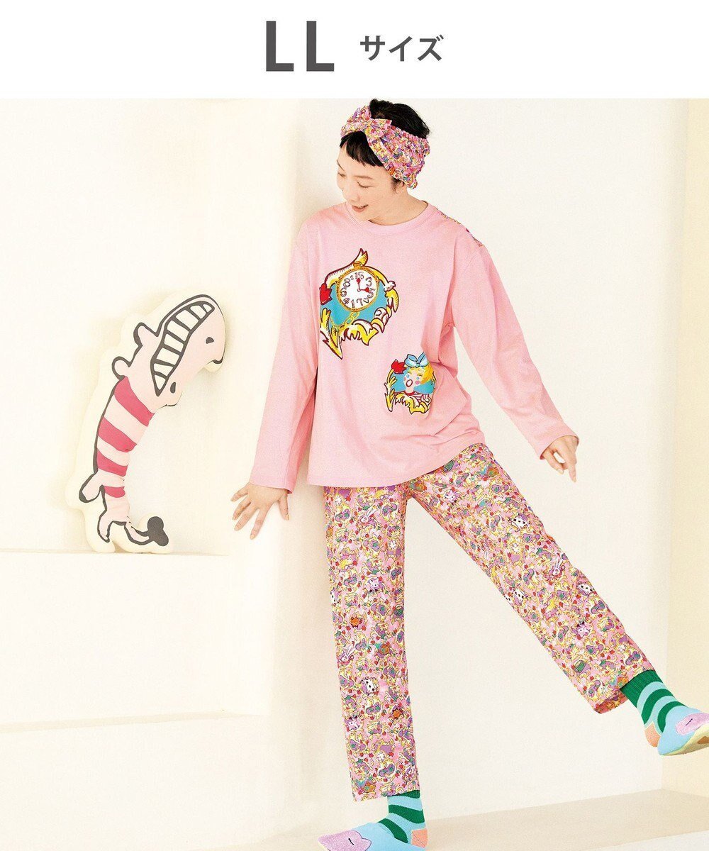 【ツモリチサト スリープ/tsumori chisato SLEEP】のツモリチサト パジャマ 綿100%(本体) 天竺素材 長袖 長ズボン レディース UDX591 /ワコール インテリア・キッズ・メンズ・レディースファッション・服の通販 founy(ファニー) 　ファッション　Fashion　レディースファッション　Fashion for Women　トップス・カットソー　Cut & Sew Tops　新作・新入荷　New Arrivals / New In　ハンド　Hand, Handmade　パジャマ　Pajamas, Sleepwear　プリント　Print, Printed Pattern　ボトム　Bottoms, Lower Wear　長袖　Long Sleeve, Full Sleeve　ピンク|ID: prp329100004650424 ipo3291000000033596634