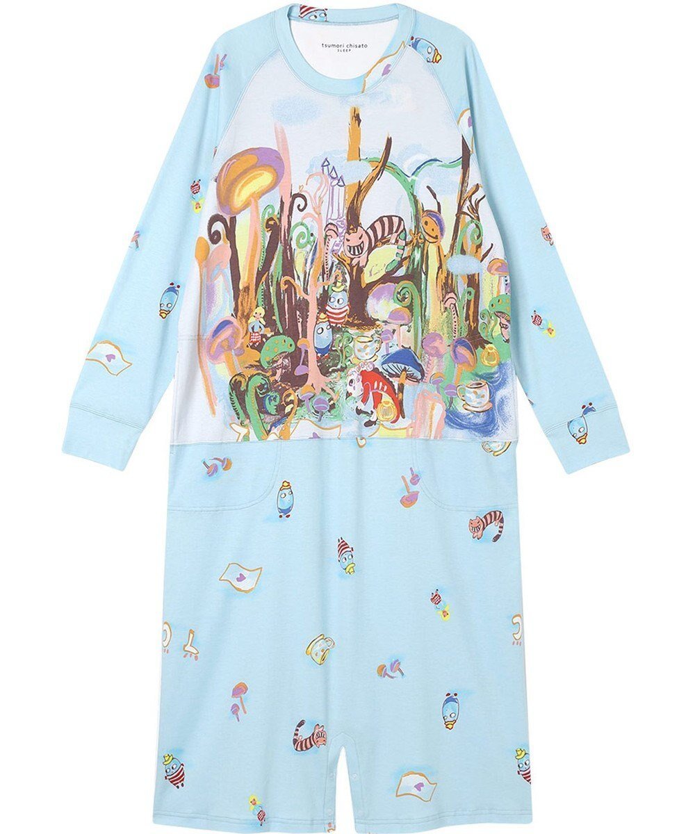 【ツモリチサト スリープ/tsumori chisato SLEEP】のツモリチサト ネグリジェ 綿100%(本体) スムース素材 長袖 ロング丈 ルームウエア レディース UNX589 /ワコール インテリア・キッズ・メンズ・レディースファッション・服の通販 founy(ファニー) 　ファッション　Fashion　レディースファッション　Fashion for Women　トップス・カットソー　Cut & Sew Tops　新作・新入荷　New Arrivals / New In　スリーブ　Sleeve, Long Sleeve / Short Sleeve　パジャマ　Pajamas, Sleepwear　ロング　Long, Long-Length　長袖　Long Sleeve, Full Sleeve　サックス|ID: prp329100004650438 ipo3291000000033596700