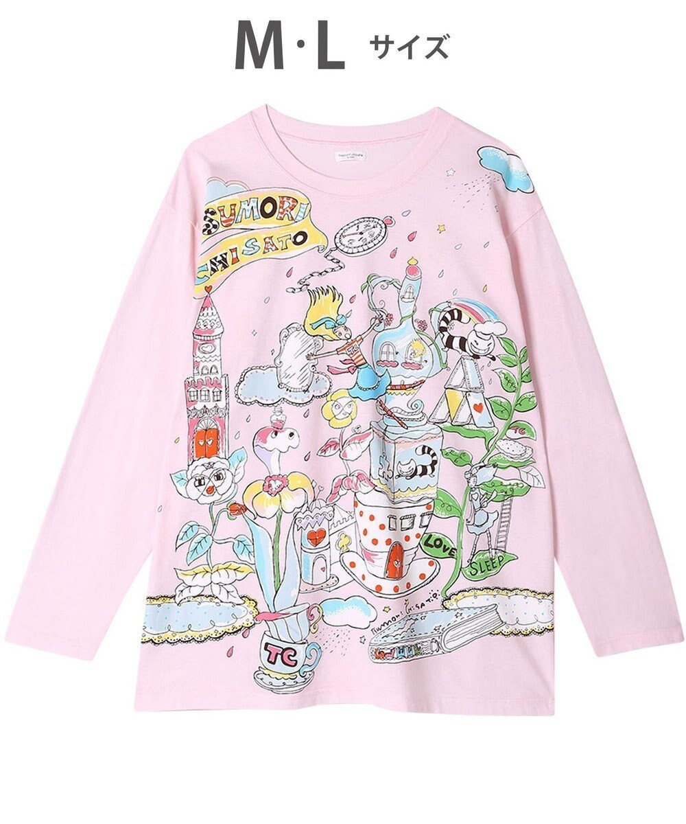 【ツモリチサト スリープ/tsumori chisato SLEEP】のツモリチサト トップス 綿100%(本体) 天竺素材 長袖 ルームウエア レディース UTX557 /ワコール インテリア・キッズ・メンズ・レディースファッション・服の通販 founy(ファニー) 　ファッション　Fashion　レディースファッション　Fashion for Women　トップス・カットソー　Cut & Sew Tops　新作・新入荷　New Arrivals / New In　ハンド　Hand, Handmade　パジャマ　Pajamas, Sleepwear　プリント　Print, Printed Pattern　長袖　Long Sleeve, Full Sleeve　ピンク|ID: prp329100004650454 ipo3291000000033596795