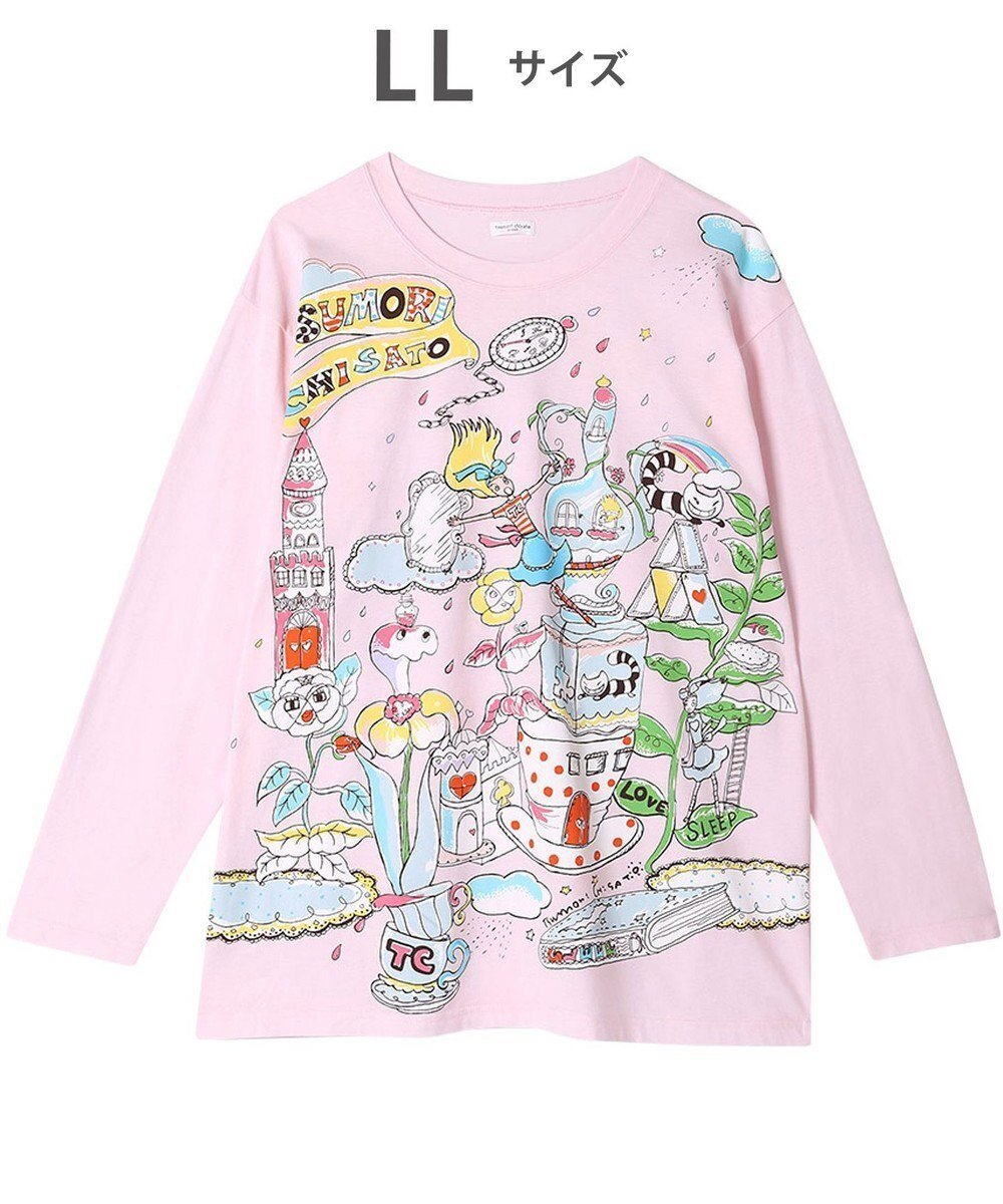 【ツモリチサト スリープ/tsumori chisato SLEEP】のツモリチサト トップス 綿100%(本体) 天竺素材 長袖 ルームウエア レディース UTX557 /ワコール インテリア・キッズ・メンズ・レディースファッション・服の通販 founy(ファニー) 　ファッション　Fashion　レディースファッション　Fashion for Women　トップス・カットソー　Cut & Sew Tops　新作・新入荷　New Arrivals / New In　ハンド　Hand, Handmade　パジャマ　Pajamas, Sleepwear　プリント　Print, Printed Pattern　長袖　Long Sleeve, Full Sleeve　ピンク|ID: prp329100004650456 ipo3291000000033596802