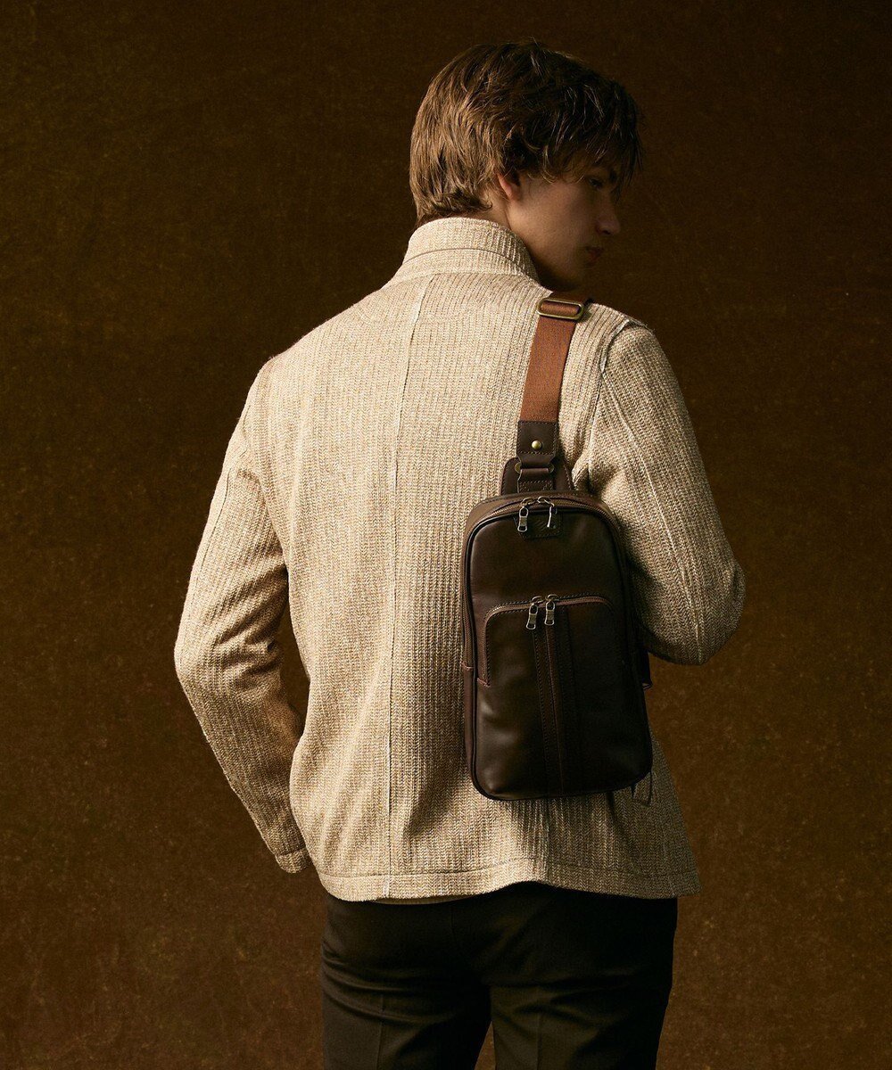 【ジョセフ アブード/JOSEPH ABBOUD / MEN】の【軽量/コンパクト/牛革】オイルドレザーボディー バッグ インテリア・キッズ・メンズ・レディースファッション・服の通販 founy(ファニー) 　ファッション　Fashion　メンズファッション　Fashion for Men　バッグ　Bags　コンパクト　Compact, Small Size　軽量　Lightweight, Ultra Light　ダブル　Double, Double-Breasted　ポーチ　Pouch, Small Case　新作・新入荷　New Arrivals / New In　おすすめ　Recommended / Our Picks　ダークブラウン系|ID: prp329100004651062 ipo3291000000033603631