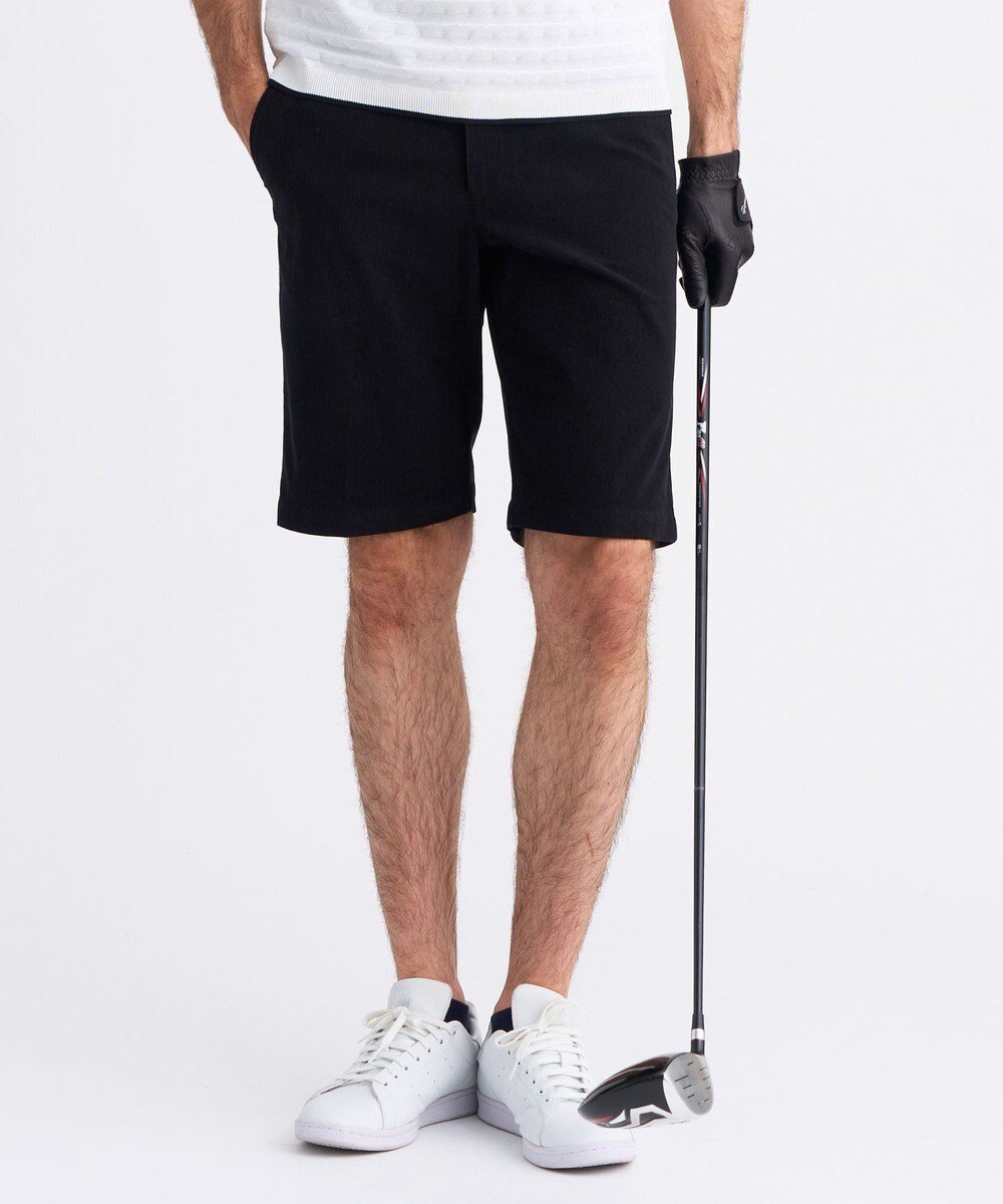 【23区 ゴルフ/23区GOLF / MEN】の【MEN】トリコットコーデュロイストレッチショートパンツ インテリア・キッズ・メンズ・レディースファッション・服の通販 founy(ファニー) 　ファッション　Fashion　メンズファッション　Fashion for Men　ボトムス　Bottoms　ハーフパンツ・ショートパンツ　Shorts & Half Pants　秋　Autumn　コーデュロイ　Corduroy, Cord Fabric　ストレッチ　Stretch, Stretchy Fabric　スマホ　Smartphone, Mobile Device　ハーフ　Half, Half-Length　フィット　Fit, Slim Fit　ポケット　Pocket, Pocket Detail　ヨーク　Yoke, Yoke Design　A/W・秋冬　Autumn/Winter　エレガント 上品　Elegant　ゴルフ　Golf　ブラック系|ID: prp329100004651063 ipo3291000000035093554