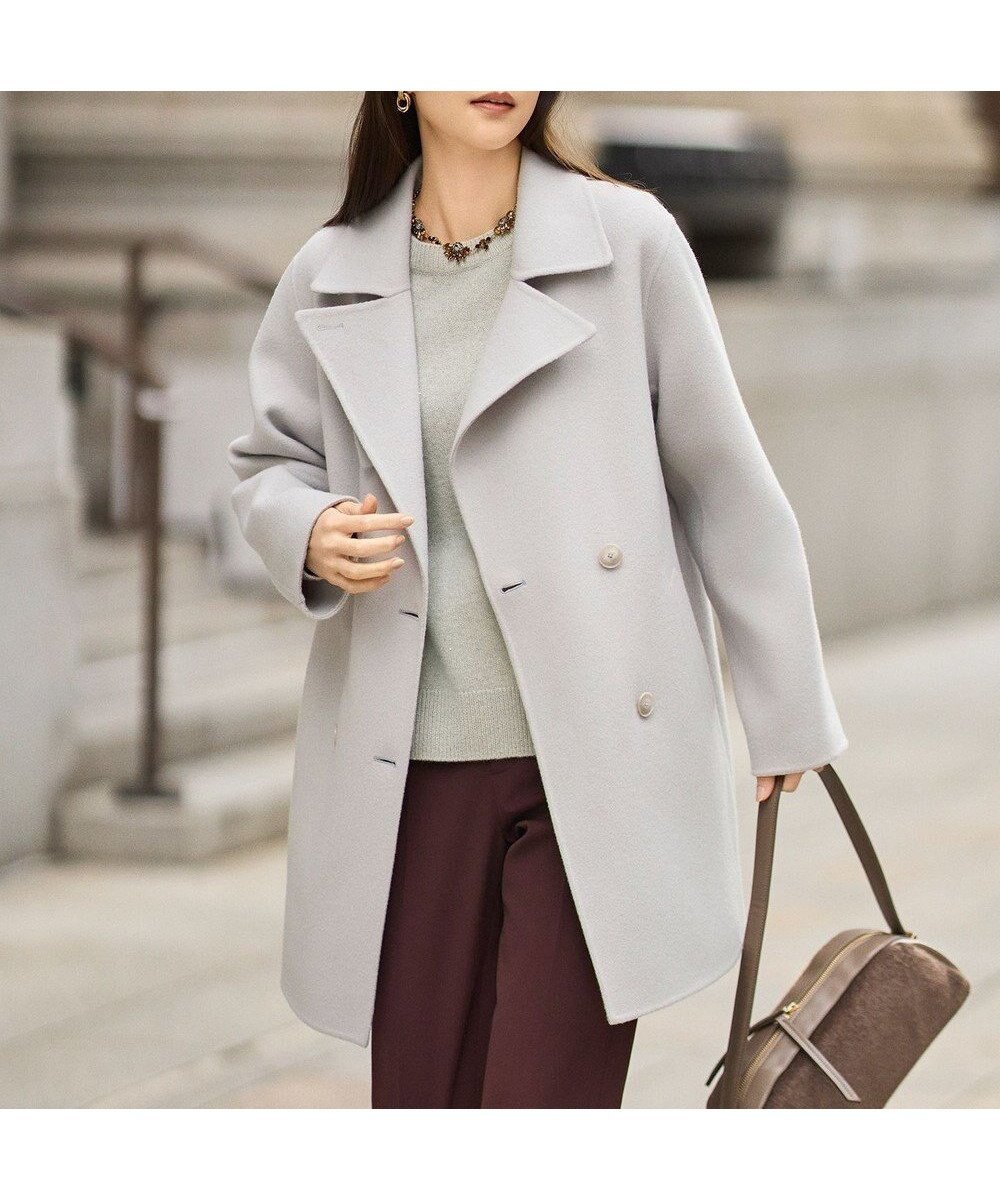 【自由区/JIYU-KU】のウールリバーダブルブレストコート インテリア・キッズ・メンズ・レディースファッション・服の通販 founy(ファニー) ファッション Fashion レディースファッション Fashion for Women アウター Coat / Outerwear Collection コート・ロングコート・ピーコート Long Coats, Peacoats & More レディースジャケット・軽アウター Jackets インナー Innerwear エレガント 上品 Elegant ガウン Gown, Robe ショート Short, Short Length ジャケット Jacket, Outerwear ダウン Down, Puffer バランス Balance, Style Balance フォルム Silhouette, Form ミドル Middle Length, Mid Height A/W・秋冬 Autumn/Winter おすすめ Recommended / Our Picks ライトグレージュ|ID: prp329100004651390 ipo3291000000034476961