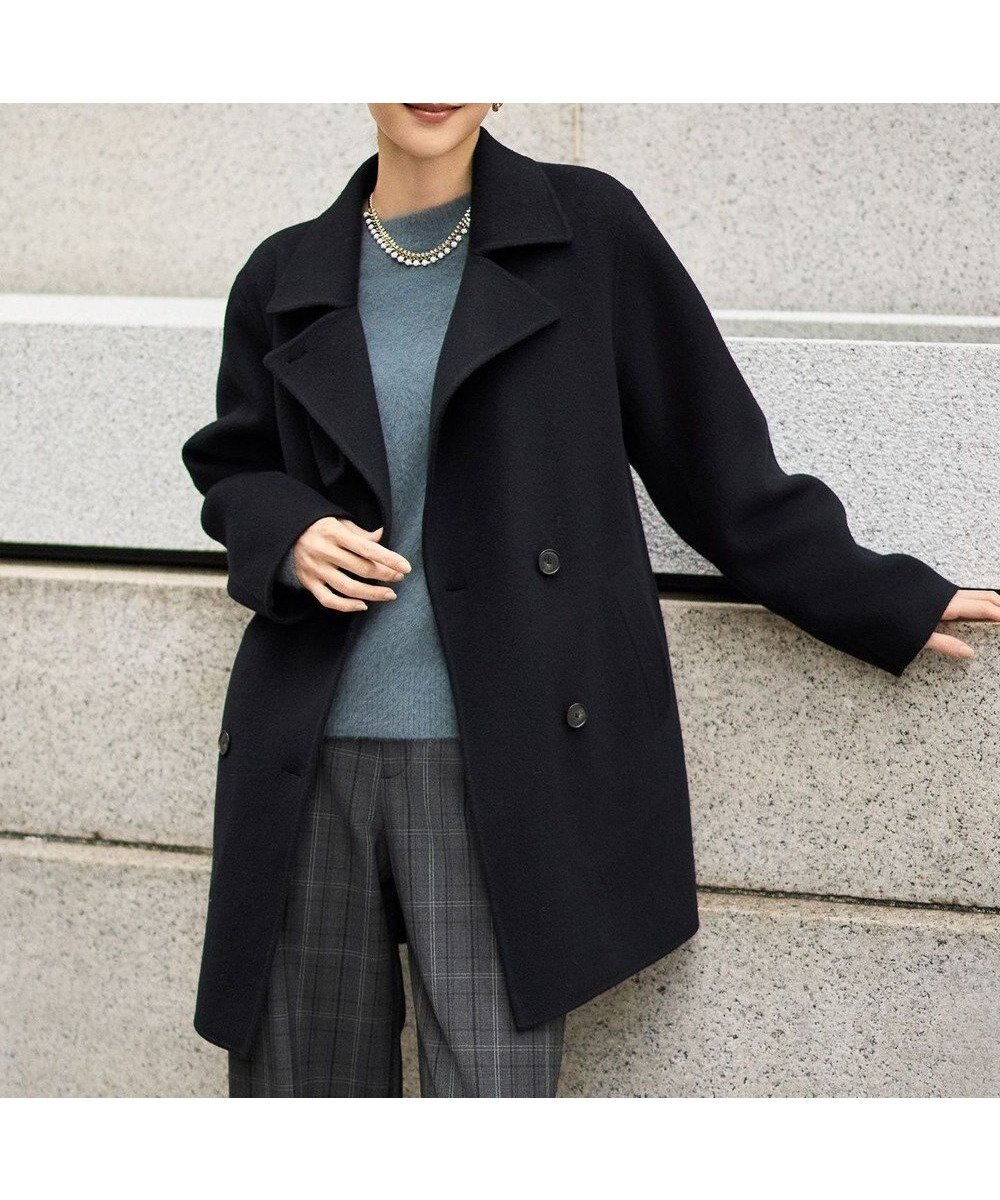 【自由区/JIYU-KU】のウールリバーダブルブレストコート インテリア・キッズ・メンズ・レディースファッション・服の通販 founy(ファニー) 　ファッション　Fashion　レディースファッション　Fashion for Women　アウター　Coat / Outerwear Collection　コート・ロングコート・ピーコート　Long Coats, Peacoats & More　レディースジャケット・軽アウター　Jackets　インナー　Innerwear　エレガント 上品　Elegant　ガウン　Gown, Robe　ショート　Short, Short Length　ジャケット　Jacket, Outerwear　ダウン　Down, Puffer　バランス　Balance, Style Balance　フォルム　Silhouette, Form　ミドル　Middle Length, Mid Height　A/W・秋冬　Autumn/Winter　おすすめ　Recommended / Our Picks　ブラック|ID: prp329100004651390 ipo3291000000035569066