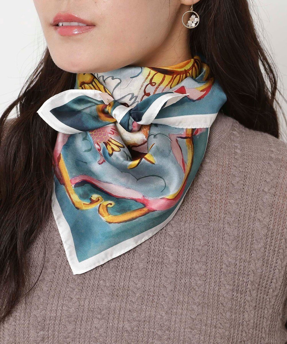 【ムーンバット/MOONBAT】のPAUL JOE ACCESSOIRES(ポール ジョー) シルクスカーフ 空 オーステルリッツ記念柱 ネコと毛糸 気球 65cm×65cm 手洗いOK インテリア・キッズ・メンズ・レディースファッション・服の通販 founy(ファニー) ファッション Fashion レディースファッション Fashion for Women エレガント 上品 Elegant グラフィック Graphic, Graphic Design コンパクト Compact, Small Size シルク Silk, 100% Silk スカーフ Scarf, Neckwear ネコ Cat, Feline Motif バンダナ Bandana, Head Scarf プリント Print, Printed Pattern おすすめ Recommended / Our Picks ターコイズブルー|ID: prp329100004651440 ipo3291000000033608457