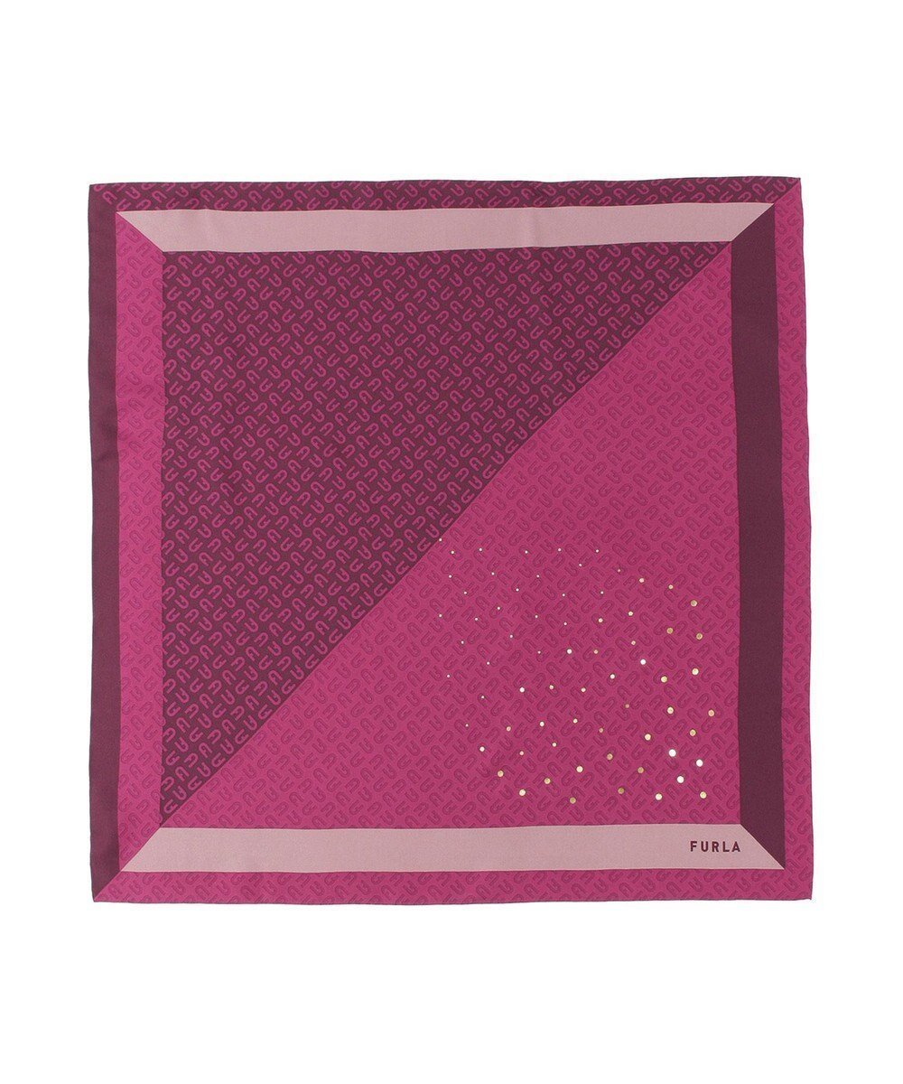 【ムーンバット/MOONBAT】のFURLA(フルラ)シルクツイル アーチロゴ スカーフ 65cm×65cm インテリア・キッズ・メンズ・レディースファッション・服の通販 founy(ファニー) 　ファッション　Fashion　レディースファッション　Fashion for Women　イタリア　Italy　エレガント 上品　Elegant　シルク　Silk, 100% Silk　スカーフ　Scarf, Neckwear　チャーム　Charm, Pendant　バンダナ　Bandana, Head Scarf　パターン　Pattern, Design Print　フェミニン　Feminine, Girly　プリント　Print, Printed Pattern　リュクス　Luxury, Elegant, High-End, Chic　ワイン|ID: prp329100004651444 ipo3291000000033608499