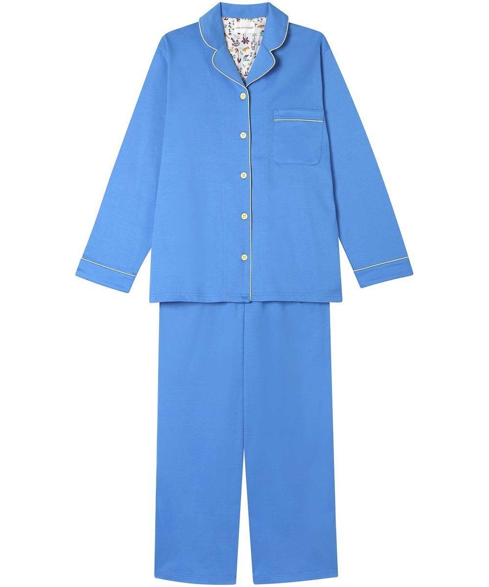 【ウンナナクール/une nana cool】の【綿100%】40/2コーマ天竺シルケットパジャマ MADE WITH LIBERTY FABRIC インテリア・キッズ・メンズ・レディースファッション・服の通販 founy(ファニー) 　ファッション　Fashion　レディースファッション　Fashion for Women　シルケット　Silket, Silky Cotton　長袖　Long Sleeve, Full Sleeve　パイピング　Piping, Trim Design　パジャマ　Pajamas, Sleepwear　プリント　Print, Printed Pattern　ボトム　Bottoms, Lower Wear　ポケット　Pocket, Pocket Detail　リラックス　Relax, Relaxed Fit　おすすめ　Recommended / Our Picks　ブルー|ID: prp329100004652076 ipo3291000000033616435