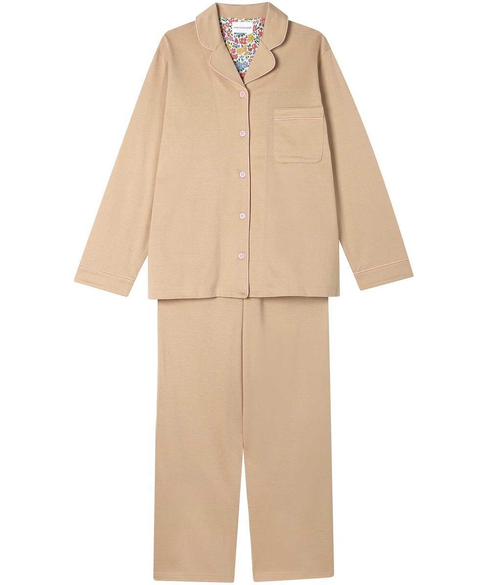 【ウンナナクール/une nana cool】の【綿100%】40/2コーマ天竺シルケットパジャマ MADE WITH LIBERTY FABRIC インテリア・キッズ・メンズ・レディースファッション・服の通販 founy(ファニー) 　ファッション　Fashion　レディースファッション　Fashion for Women　シルケット　Silket, Silky Cotton　長袖　Long Sleeve, Full Sleeve　パイピング　Piping, Trim Design　パジャマ　Pajamas, Sleepwear　プリント　Print, Printed Pattern　ボトム　Bottoms, Lower Wear　ポケット　Pocket, Pocket Detail　リラックス　Relax, Relaxed Fit　おすすめ　Recommended / Our Picks　シャンパン|ID: prp329100004652076 ipo3291000000033616436
