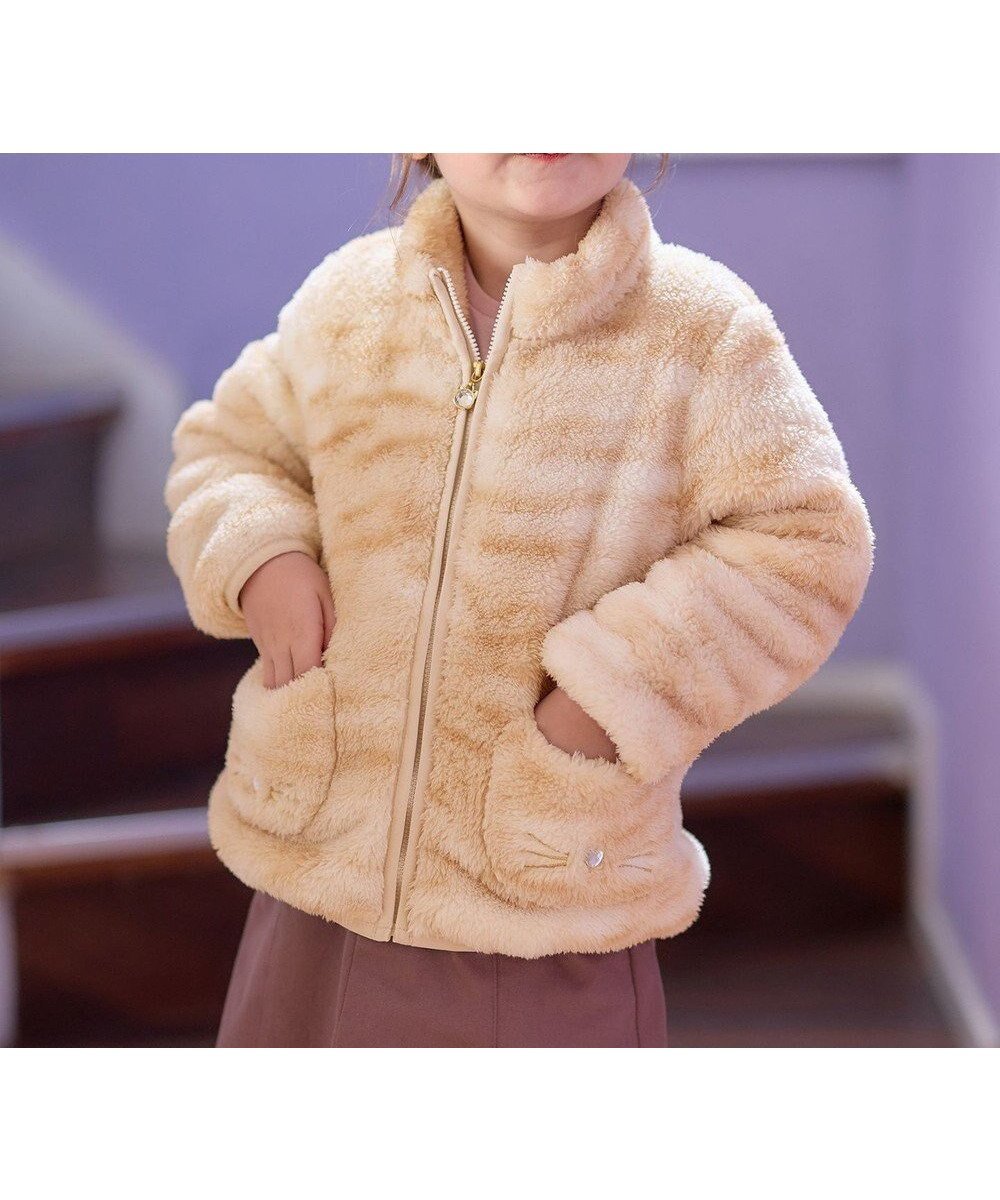 【その他のブランド/Other】のネコポケットボアブルゾン インテリア・キッズ・メンズ・レディースファッション・服の通販 founy(ファニー) 　ファッション　Fashion　キッズファッション　Fashion for Kids　アウター　Coat Outerwear /Kids　洗える　Machine Washable　ジャケット　Jacket, Outerwear　チャーム　Charm, Pendant　定番　Standard, Basic Item　ネコ　Cat, Feline Motif　ビジュー　Bijou, Jewel-like Accent　ブルゾン　Blouson, Bomber Jacket　ポケット　Pocket, Pocket Detail　ラベンダー　Lavender　A/W・秋冬　Autumn/Winter　茶トラ|ID: prp329100004652084 ipo3291000000033616547