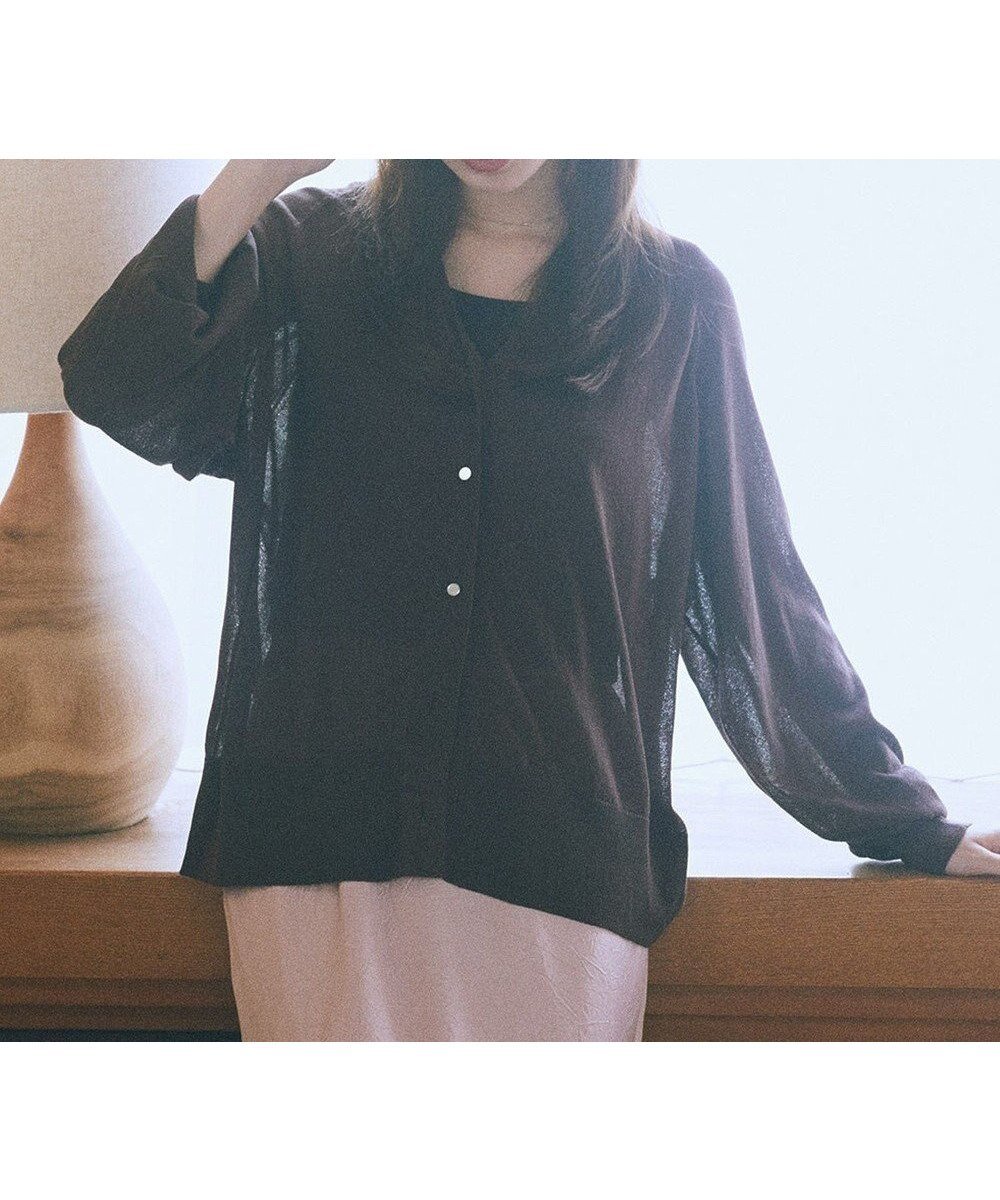 【アースミュージックアンドエコロジー/earth music&ecology】の【接触冷感】キーネックシアーカーディガン インテリア・キッズ・メンズ・レディースファッション・服の通販 founy(ファニー) 　ファッション　Fashion　レディースファッション　Fashion for Women　トップス・カットソー　Cut & Sew Tops　カーディガン・羽織り　Layered Style Cardigans　新作・新入荷　New Arrivals / New In　おすすめ　Recommended / Our Picks　カーディガン　Cardigan, Knitwear　シアー　Sheer, See-Through　スタイリッシュ　Stylish, Fashionable　フォルム　Silhouette, Form　ポケット　Pocket, Pocket Detail　メタル　Metal, Metal Parts　A/W・秋冬　Autumn/Winter　Brown|ID: prp329100004652460 ipo3291000000033621724