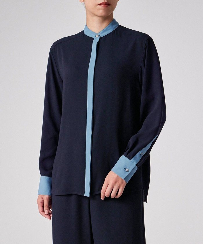 【ポール スミス/Paul Smith】のバックサテン ジョーゼット スタンドカラー ブラウス インテリア・キッズ・メンズ・レディースファッション・服の通販 founy(ファニー) https://founy.com/ ファッション Fashion レディースファッション Fashion for Women トップス・カットソー Cut & Sew Tops シャツ・ブラウス・オフィスカジュアル Elegant Blouses & Button-Ups おすすめ Recommended / Our Picks サテン Satin, Glossy Fabric ジョーゼット Georgette, Semi-Sheer Fabric スタンド Stand Collar, Upright Stand ドレープ Drape, Draping Fabric エレガント 上品 Elegant 夏 Summer S/S・春夏 SS, Spring/Summer, Warm Season A/W・秋冬 Autumn/Winter |ID: prp329100004652511 ipo3291000000033818357