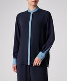 【ポール スミス/Paul Smith】のバックサテン ジョーゼット スタンドカラー ブラウス ネイビー|ID: prp329100004652511 ipo3291000000033818360