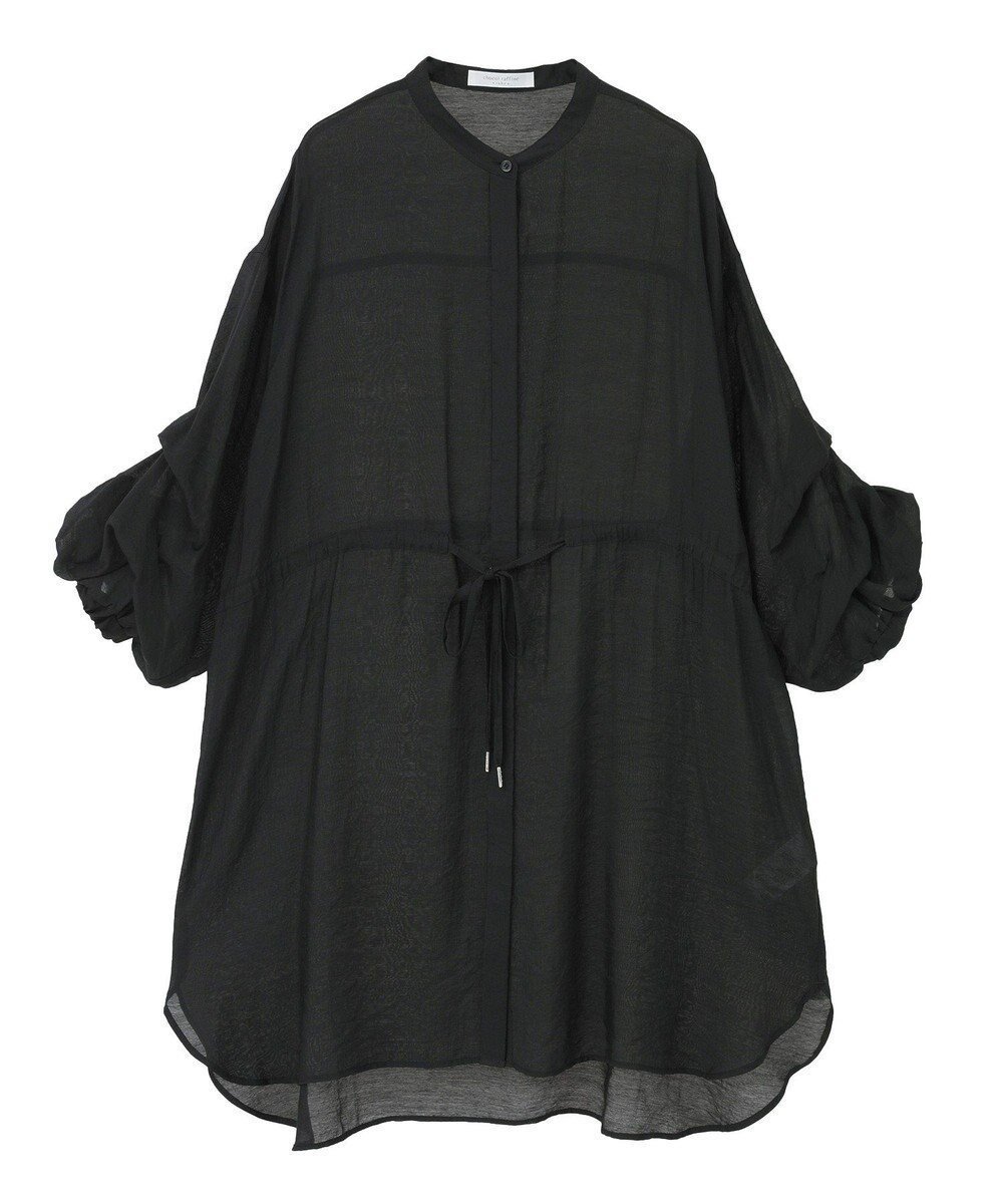 【グリーンパークス/Green Parks】のバンドカラー比翼タック袖チュニック 人気、トレンドファッション・服の通販 founy(ファニー) 　ファッション　Fashion　レディースファッション　Fashion for Women　ワンピース　Dresses　チュニック　Tunic Tops & Dresses　新作・新入荷　New Arrivals / New In　おすすめ　Recommended / Our Picks　シアー　Sheer, See-Through　チュニック　Tunic, Long Top　ブラウジング　Blouson Silhouette, Cinched Waist　ポケット　Pocket, Pocket Detail　ロング　Long, Long-Length　半袖　Short Sleeve, Half Sleeve　夏　Summer　S/S・春夏　SS, Spring/Summer, Warm Season　秋　Autumn　A/W・秋冬　Autumn/Winter　 other-1|ID: prp329100004652611 ipo3291000000033622728
