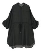 【グリーンパークス/Green Parks】のバンドカラー比翼タック袖チュニック Black|ID: prp329100004652611 ipo3291000000033622730