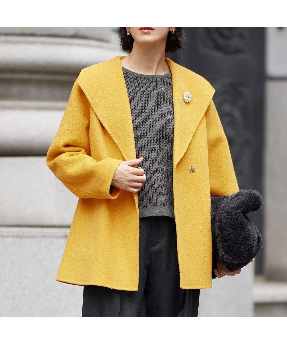 【自由区/JIYU-KU】のウールリバーショート コート インテリア・キッズ・メンズ・レディースファッション・服の通販 founy(ファニー) 　ファッション　Fashion　レディースファッション　Fashion for Women　アウター　Coat / Outerwear Collection　コート・ロングコート・ピーコート　Long Coats, Peacoats & More　レディースジャケット・軽アウター　Jackets　インナー　Innerwear　エレガント 上品　Elegant　ガウン　Gown, Robe　ショート　Short, Short Length　ジャケット　Jacket, Outerwear　ダウン　Down, Puffer　A/W・秋冬　Autumn/Winter　イエロー|ID: prp329100004652630 ipo3291000000033622885