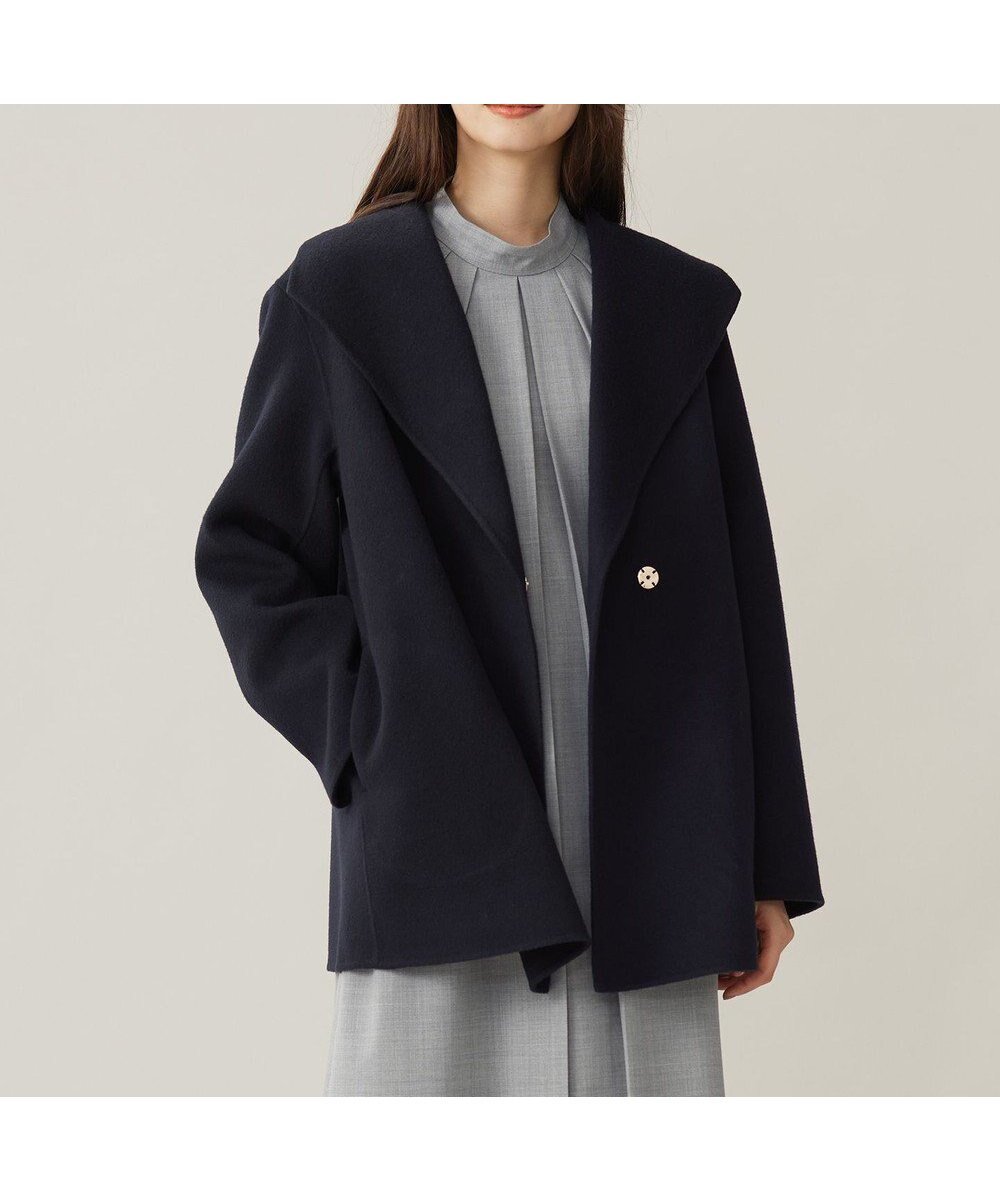 【自由区/JIYU-KU】のウールリバーショート コート インテリア・キッズ・メンズ・レディースファッション・服の通販 founy(ファニー) 　ファッション　Fashion　レディースファッション　Fashion for Women　アウター　Coat / Outerwear Collection　コート・ロングコート・ピーコート　Long Coats, Peacoats & More　レディースジャケット・軽アウター　Jackets　インナー　Innerwear　エレガント 上品　Elegant　ガウン　Gown, Robe　ショート　Short, Short Length　ジャケット　Jacket, Outerwear　ダウン　Down, Puffer　A/W・秋冬　Autumn/Winter　ネイビー|ID: prp329100004652630 ipo3291000000033622886