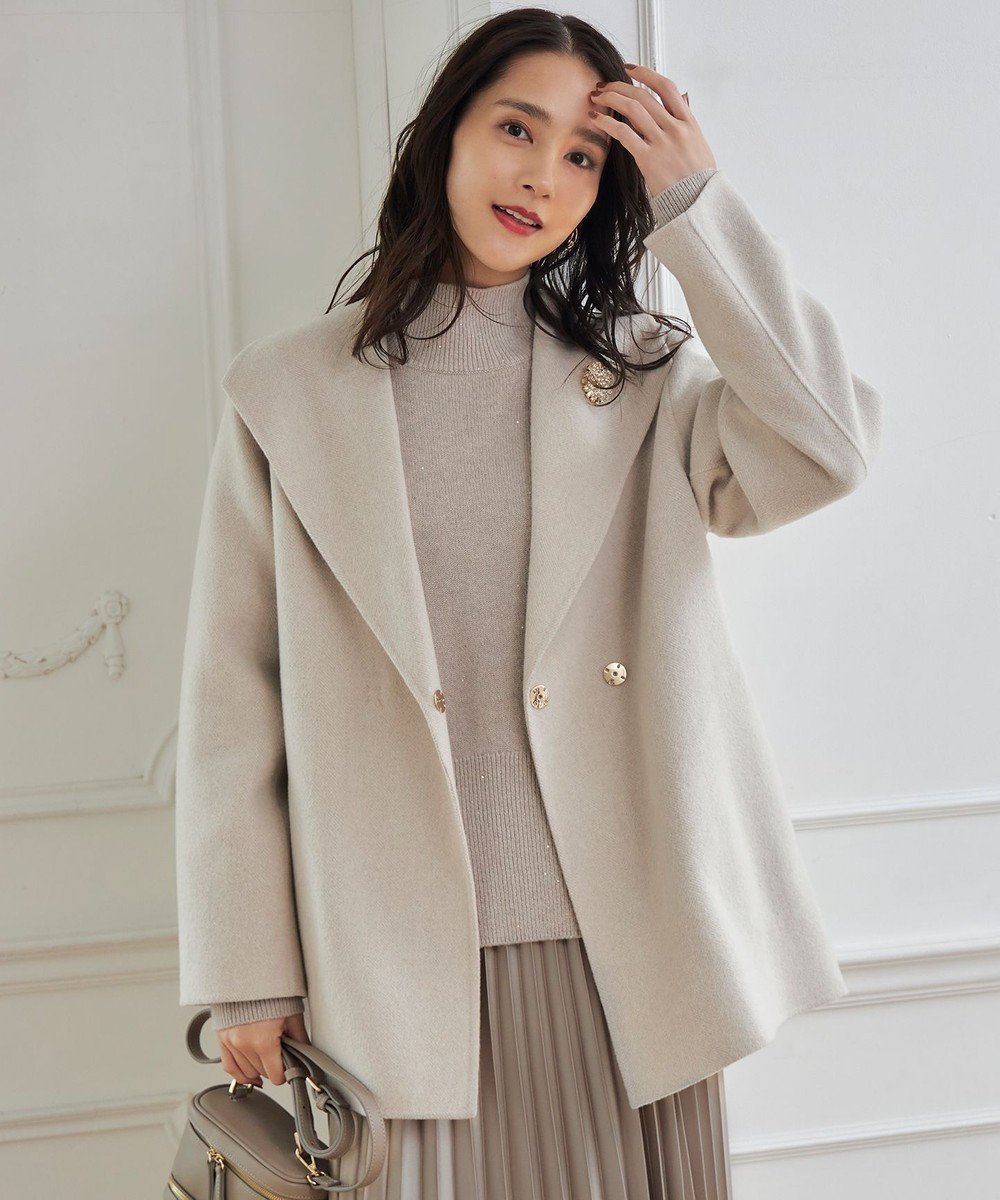 【自由区/JIYU-KU】のウールリバーショート コート インテリア・キッズ・メンズ・レディースファッション・服の通販 founy(ファニー) 　ファッション　Fashion　レディースファッション　Fashion for Women　アウター　Coat / Outerwear Collection　コート・ロングコート・ピーコート　Long Coats, Peacoats & More　レディースジャケット・軽アウター　Jackets　インナー　Innerwear　エレガント 上品　Elegant　ガウン　Gown, Robe　ショート　Short, Short Length　ジャケット　Jacket, Outerwear　ダウン　Down, Puffer　A/W・秋冬　Autumn/Winter　ベージュヘリンボン|ID: prp329100004652630 ipo3291000000033622888