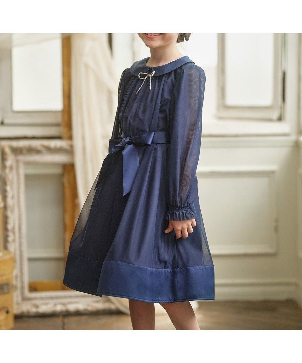 【組曲 / KIDS/KUMIKYOKU】の【110-140㎝】チュールフレア ドレス インテリア・キッズ・メンズ・レディースファッション・服の通販 founy(ファニー) ファッション Fashion キッズファッション Fashion for Kids ワンピース Dresses ギャザー Gathered, Ruffled シンプル Simple, Minimal ドレス Dress, One-Piece フィット Fit, Slim Fit フレア Flare, Flared リボン Ribbon, Bow エレガント 上品 Elegant A/W・秋冬 Autumn/Winter ネイビー|ID: prp329100004653215 ipo3291000000034209954