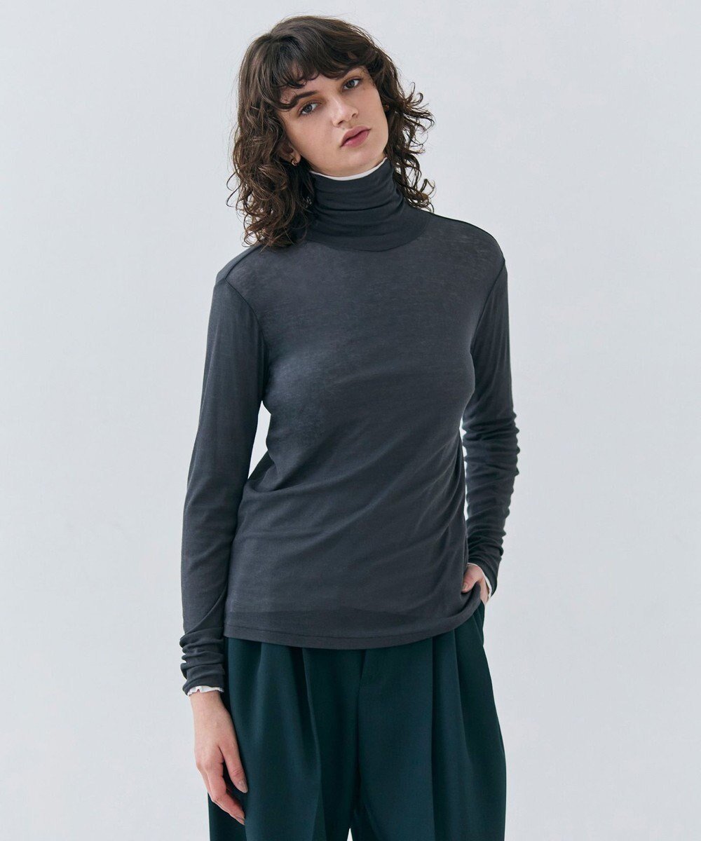 【ベイジ,/BEIGE,】の【洗える】SORE / コットンシアーハイネックカットソー インテリア・キッズ・メンズ・レディースファッション・服の通販 founy(ファニー) 　ファッション　Fashion　レディースファッション　Fashion for Women　トップス・カットソー　Cut & Sew Tops　シャツ・ブラウス・オフィスカジュアル　Elegant Blouses & Button-Ups　ロングTシャツ・Tシャツ　Longline T-Shirts & Tees　カットソー・ベーシックTシャツ　Cut-and-Sewn Tops / Stretch Tees & Basics　インナー　Innerwear　カットソー　Cut and Sewn Top　シアー　Sheer, See-Through　ジャケット　Jacket, Outerwear　人気　Popular, Best Seller　ビジネス 仕事 通勤　Business / Work / Commuting　夏　Summer　定番　Standard, Basic Item　S/S・春夏　SS, Spring/Summer, Warm Season　洗える　Machine Washable　A/W・秋冬　Autumn/Winter　Slate|ID: prp329100004653236 ipo3291000000033630281