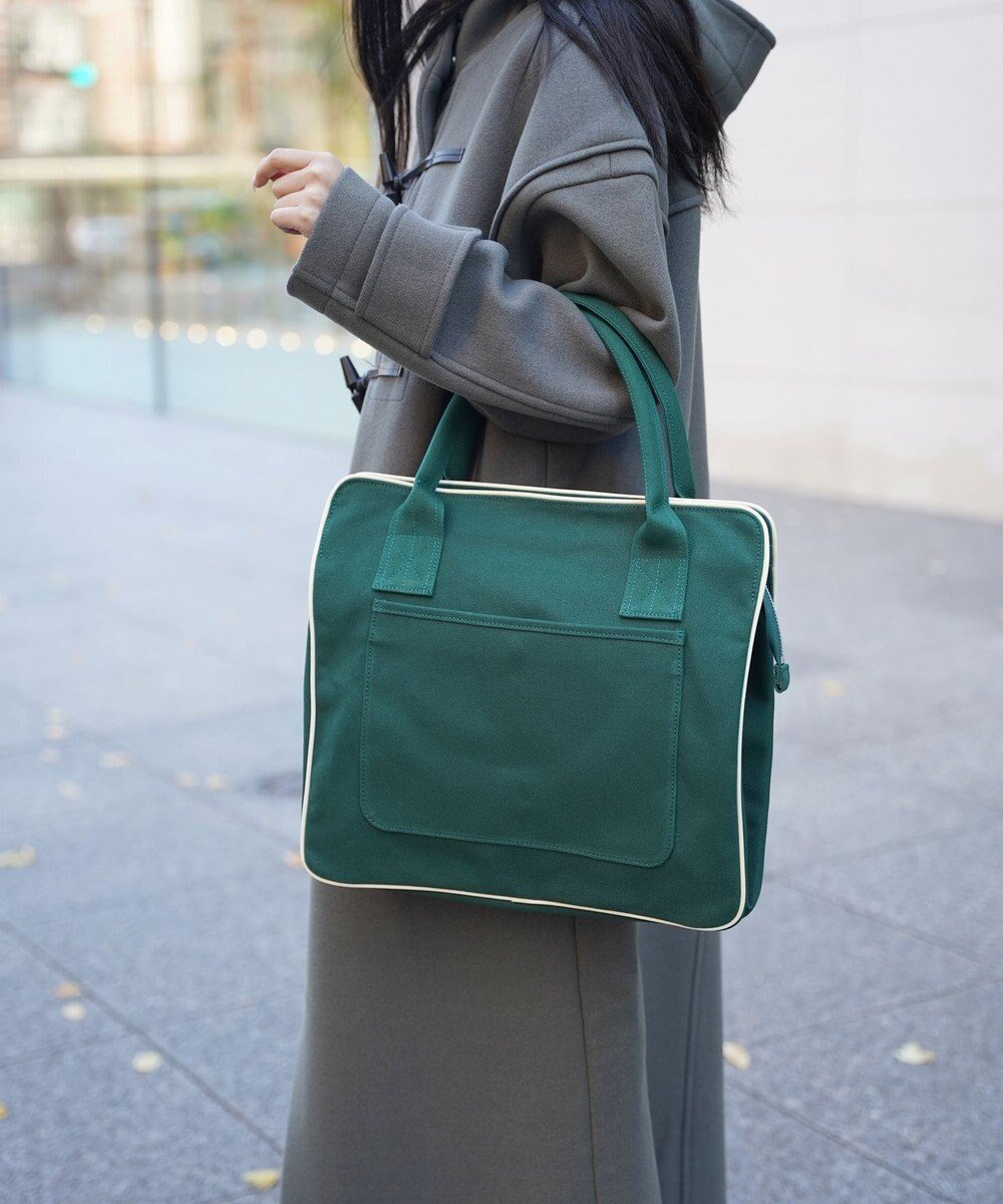 【ユーシ/YUSHI】のARLE - TOTEBAG 帆布トートバッグ インテリア・キッズ・メンズ・レディースファッション・服の通販 founy(ファニー) 　ファッション　Fashion　レディースファッション　Fashion for Women　バッグ　Bags　ショルダー　Shoulder, Shoulder Strap　シンプル　Simple, Minimal　スポーツ　Sports, Activewear　トレンド　Trend, Trending Now　定番　Standard, Basic Item　パイピング　Piping, Trim Design　フィット　Fit, Slim Fit　フラップ　Flap, Flap Pocket　ボストンバッグ　Boston Bag, Retro Bag　ポケット　Pocket, Pocket Detail　日本製　Made In Japan　旅行　Travel　ビジネス 仕事 通勤　Business / Work / Commuting　グリーン|ID: prp329100004653237 ipo3291000000033630348
