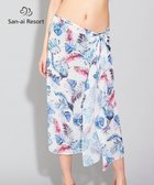 【三愛水着楽園/San-ai Resort】の【SALE】【San-ai Resort】リーフ柄 パレオワンピース M ホワイト|ID: prp329100004653257 ipo3291000000033631014