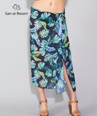 【三愛水着楽園/San-ai Resort】の【SALE】【San-ai Resort】リーフ柄 パレオワンピース M ブラック|ID: prp329100004653257 ipo3291000000034887943