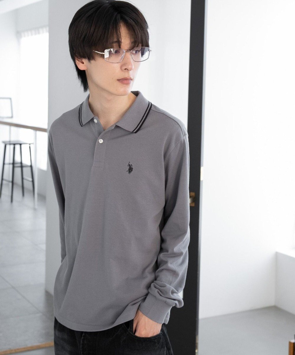 【ウィゴー/WEGO】の【25年秋冬新作/ユニセックスITEM/SMLサイズ展開】別注USPOLOラインポロシャツ(長袖) インテリア・キッズ・メンズ・レディースファッション・服の通販 founy(ファニー) 　ファッション　Fashion　レディースファッション　Fashion for Women　トップス・カットソー　Cut & Sew Tops　シャツ・ブラウス・オフィスカジュアル　Elegant Blouses & Button-Ups　ポロシャツ・きれいめカジュアル　Smart-Casual Polo Tops　アウトドア　Outdoor Clothing　インナー　Innerwear　春　Spring　秋　Autumn　カーゴパンツ　Cargo Pants, Utility Pants　ガーリー　Girly, Feminine Style　コンパクト　Compact, Small Size　今季　This Season, Current Season　鹿の子　Piqué, Kanoko Fabric　シンプル　Simple, Minimal　スポーツ　Sports, Activewear　スマホ　Smartphone, Mobile Device　スラックス　Slacks, Dress Pants　ダブル　Double, Double-Breasted　デニム　Denim, Jeans Material　トレンド　Trend, Trending Now　長袖　Long Sleeve, Full Sleeve　ハーフ　Half, Half-Length　フィット　Fit, Slim Fit　プリーツ　Pleats, Pleated　ポロシャツ　Polo Shirt, Collared Tee　別注　Limited Edition, Custom Order　半袖　Short Sleeve, Half Sleeve　レース　Lace, Lace Fabric　ロング　Long, Long-Length　グレー|ID: prp329100004653317 ipo3291000000033632889