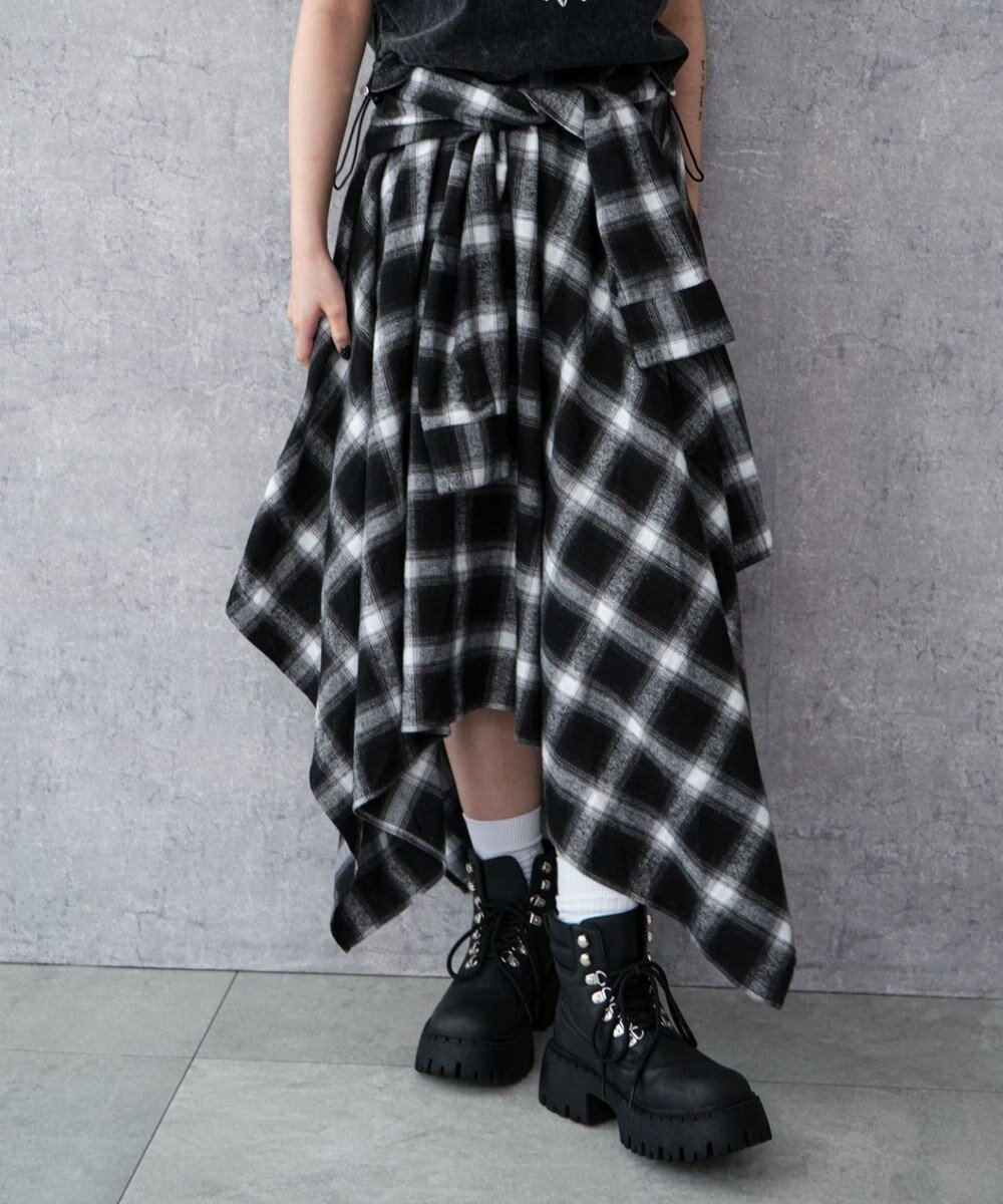 【ウィゴー/WEGO】のネルシャツライクイレヘムロングスカート 人気、トレンドファッション・服の通販 founy(ファニー) 　ファッション　Fashion　レディースファッション　Fashion for Women　スカート　Skirts　ロングスカート　Long Skirts / Maxi & Midi Skirts　秋　Autumn　ショート　Short, Short Length　スニーカー　Sneakers, Trainers　スマホ　Smartphone, Mobile Device　チェック　Check, Plaid, Tartan　トレンド　Trend, Trending Now　冬　Winter / This Winter　A/W・秋冬　Autumn/Winter　新作・新入荷　New Arrivals / New In　 other-1|ID: prp329100004653343 ipo3291000000033633036