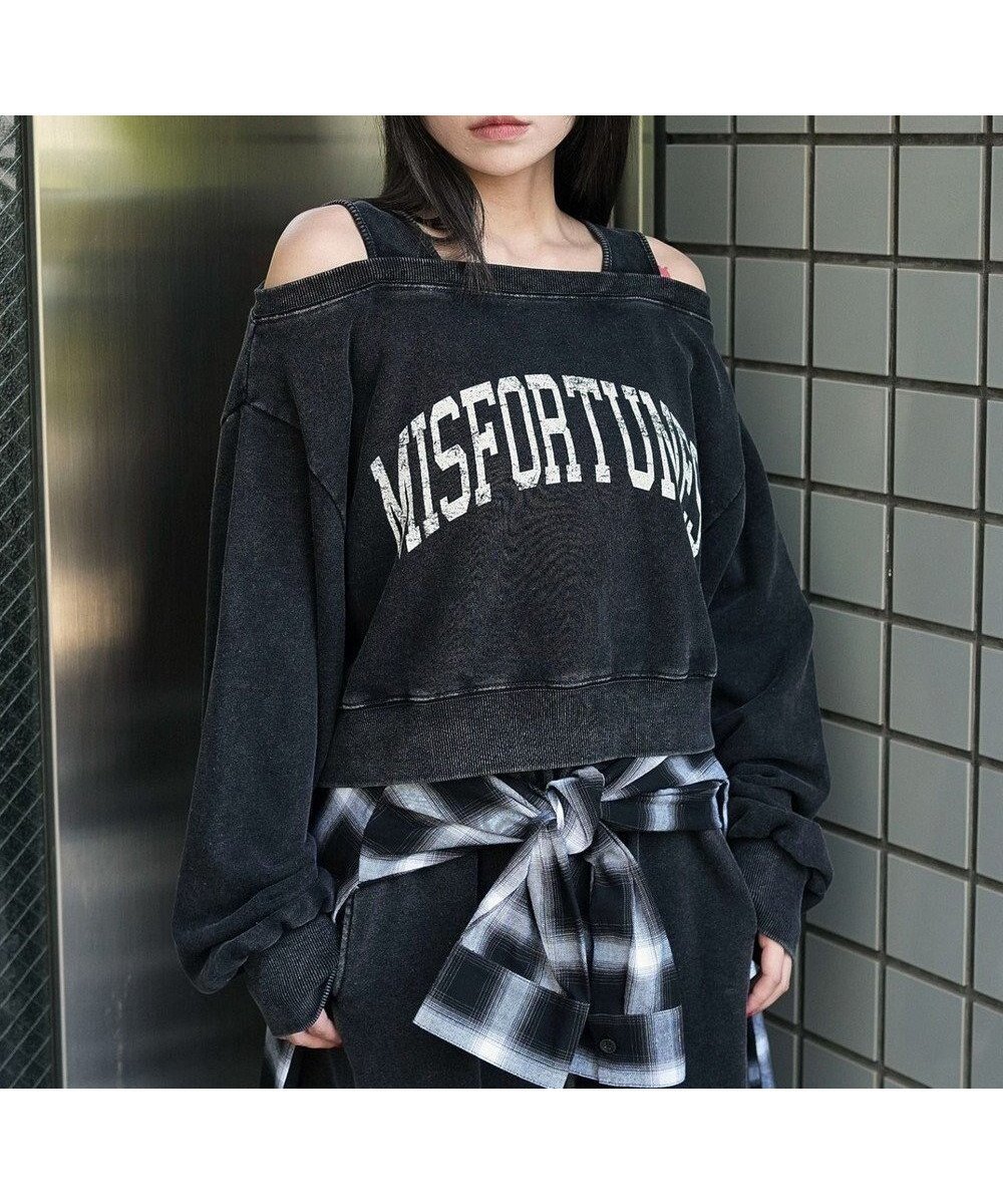 【ウィゴー/WEGO】のドッキングオフショルショートスウェット インテリア・キッズ・メンズ・レディースファッション・服の通販 founy(ファニー) 　ファッション　Fashion　レディースファッション　Fashion for Women　トップス・カットソー　Cut & Sew Tops　レディースパーカー・カジュアルフーディー　Casual Hoodies & Sweatshirts　スウェット・クルーネックトップス　Sweatshirts & Crewnecks / Relaxed Fit Sweat Tops　インナー　Innerwear　カーゴパンツ　Cargo Pants, Utility Pants　キャップ　Cap, Baseball Cap　コンパクト　Compact, Small Size　スウェット / スエット　Sweatshirt, Sweatwear　スニーカー　Sneakers, Trainers　スマホ　Smartphone, Mobile Device　チューブ　Tube, Tube Top　トレンド　Trend, Trending Now　ドッキング　Docking, Mixed Material　長袖　Long Sleeve, Full Sleeve　バランス　Balance, Style Balance　ルーズ　Loose, Oversized　ロング　Long, Long-Length　A/W・秋冬　Autumn/Winter　新作・新入荷　New Arrivals / New In　おすすめ　Recommended / Our Picks　柄3|ID: prp329100004653357 ipo3291000000033633209