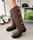 【ウィゴー/WEGO】のハトメベルトロングブーツ ブラウン|ID: prp329100004653377 ipo3291000000033633374