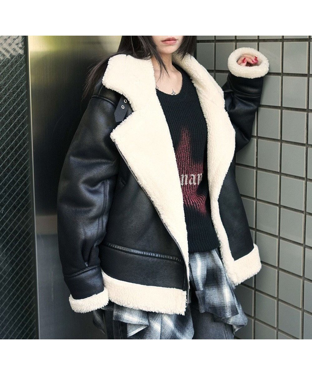 【ウィゴー/WEGO】の【25年秋冬新作】フェイクムートンボアジャケット インテリア・キッズ・メンズ・レディースファッション・服の通販 founy(ファニー) 　ファッション　Fashion　レディースファッション　Fashion for Women　アウター　Coat / Outerwear Collection　レディースジャケット・軽アウター　Jackets　ブルゾンジャケット・スポーティアウター　Blouson Jackets　春　Spring　秋　Autumn　ジャケット　Jacket, Outerwear　スマホ　Smartphone, Mobile Device　デニム　Denim, Jeans Material　トレンド　Trend, Trending Now　定番　Standard, Basic Item　ハイネック　High Neck, Mock Neck　ブルゾン　Blouson, Bomber Jacket　防寒　Cold Protection, Winter-Ready　冬　Winter / This Winter　A/W・秋冬　Autumn/Winter　新作・新入荷　New Arrivals / New In　夏　Summer　ブラック|ID: prp329100004653403 ipo3291000000033633556