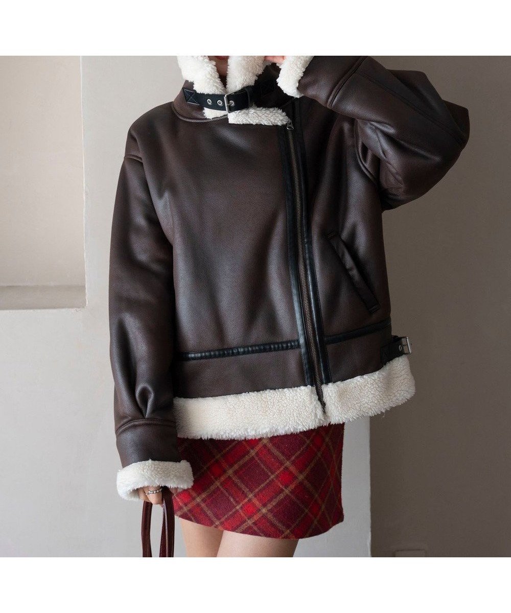 【ウィゴー/WEGO】の【25年秋冬新作】フェイクムートンボアジャケット インテリア・キッズ・メンズ・レディースファッション・服の通販 founy(ファニー) 　ファッション　Fashion　レディースファッション　Fashion for Women　アウター　Coat / Outerwear Collection　レディースジャケット・軽アウター　Jackets　ブルゾンジャケット・スポーティアウター　Blouson Jackets　春　Spring　秋　Autumn　ジャケット　Jacket, Outerwear　スマホ　Smartphone, Mobile Device　デニム　Denim, Jeans Material　トレンド　Trend, Trending Now　定番　Standard, Basic Item　ハイネック　High Neck, Mock Neck　ブルゾン　Blouson, Bomber Jacket　防寒　Cold Protection, Winter-Ready　冬　Winter / This Winter　A/W・秋冬　Autumn/Winter　夏　Summer　ブラウン|ID: prp329100004653403 ipo3291000000035630532